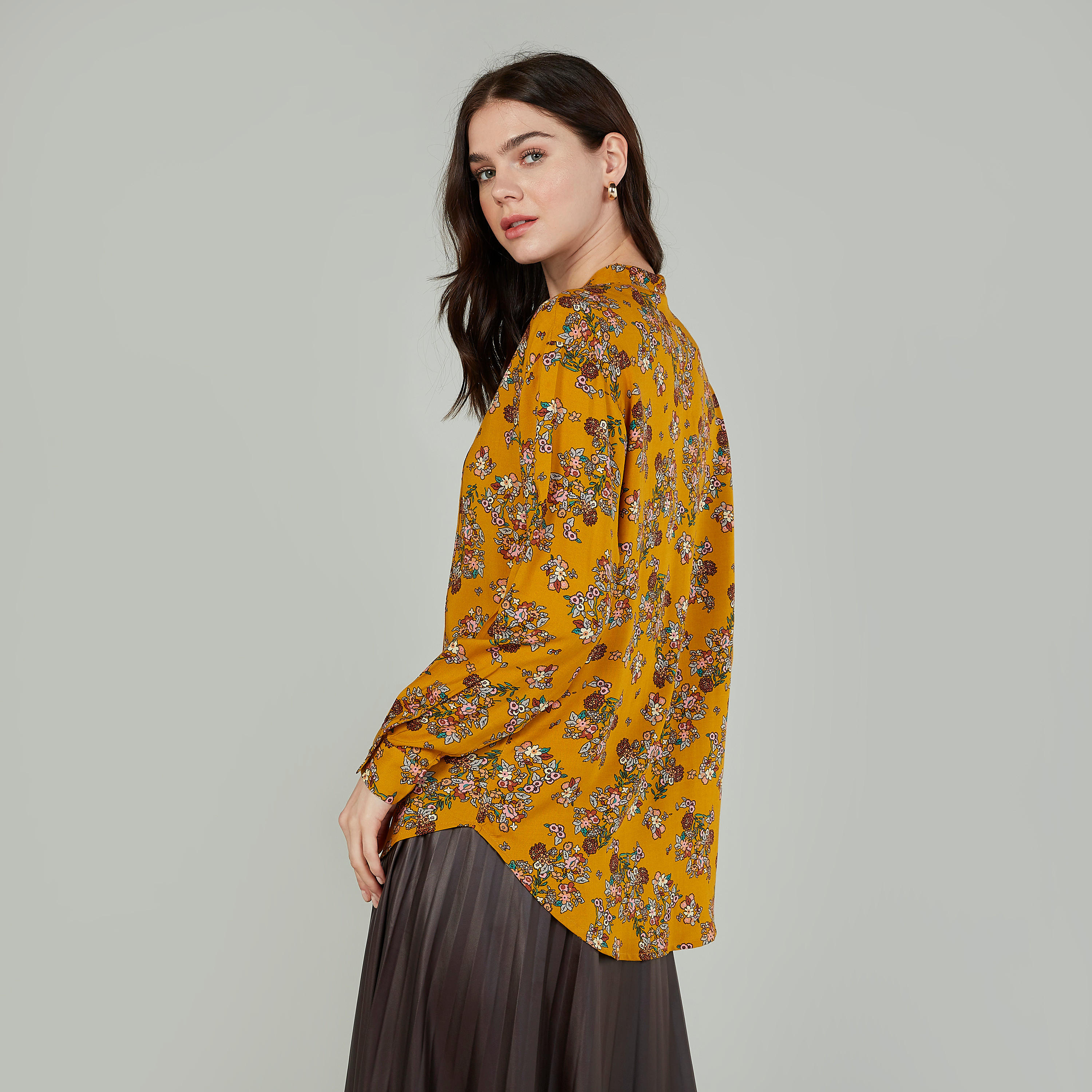 قميص مستدام بياقة ماندارين وأكمام طويلة وطبعات -women-clothing-shirtsandblouses-shirts-image-4