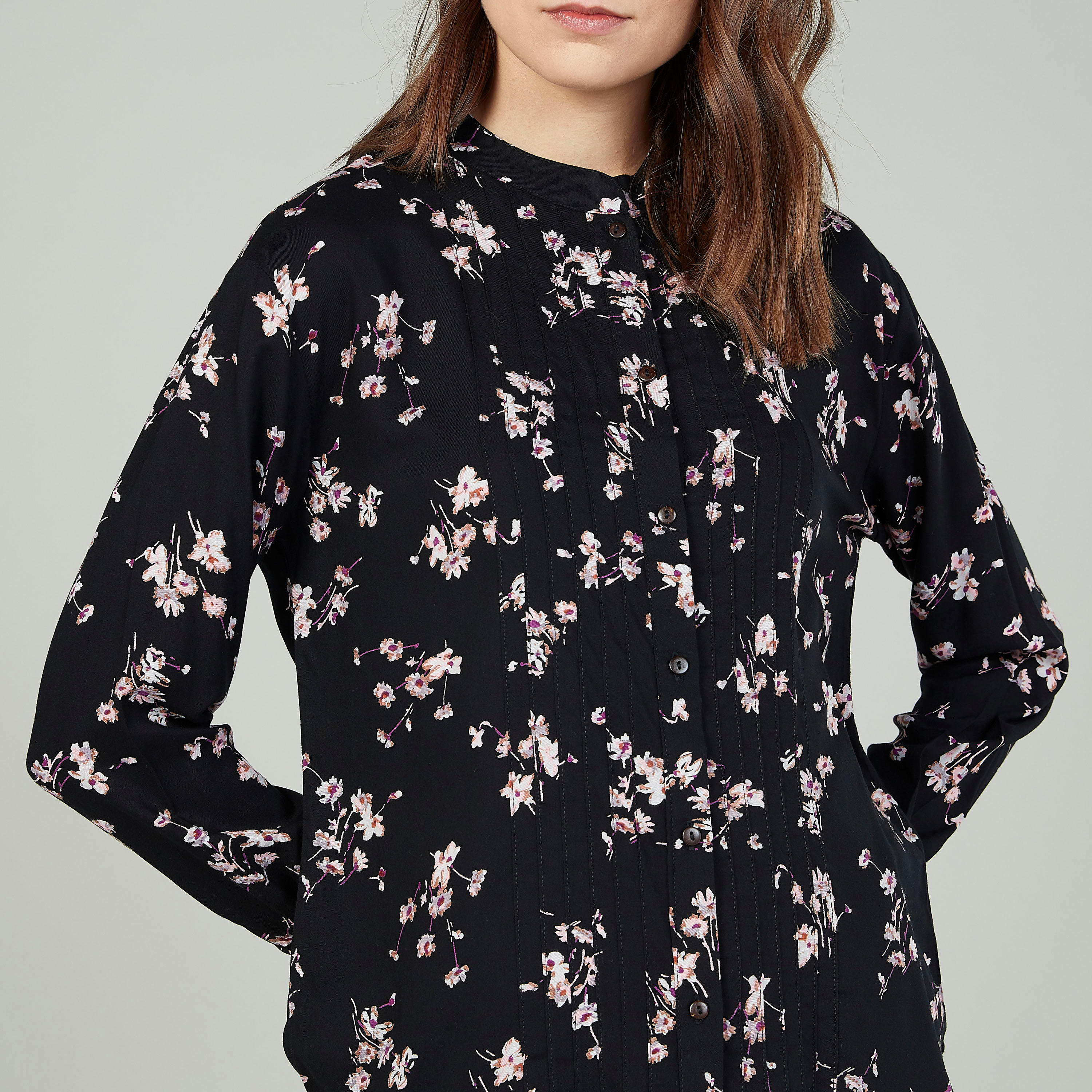قميص مستدام بياقة ماندارين وأكمام طويلة وطبعات -women-clothing-shirtsandblouses-shirts-image-3