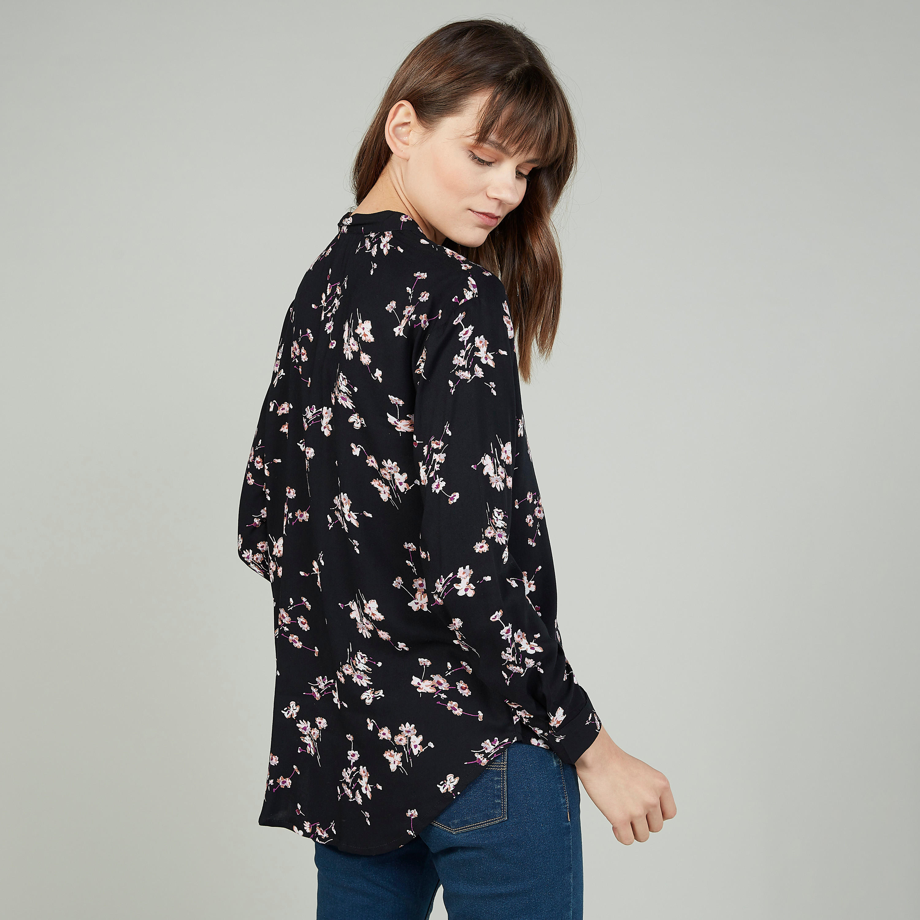 قميص مستدام بياقة ماندارين وأكمام طويلة وطبعات -women-clothing-shirtsandblouses-shirts-image-4