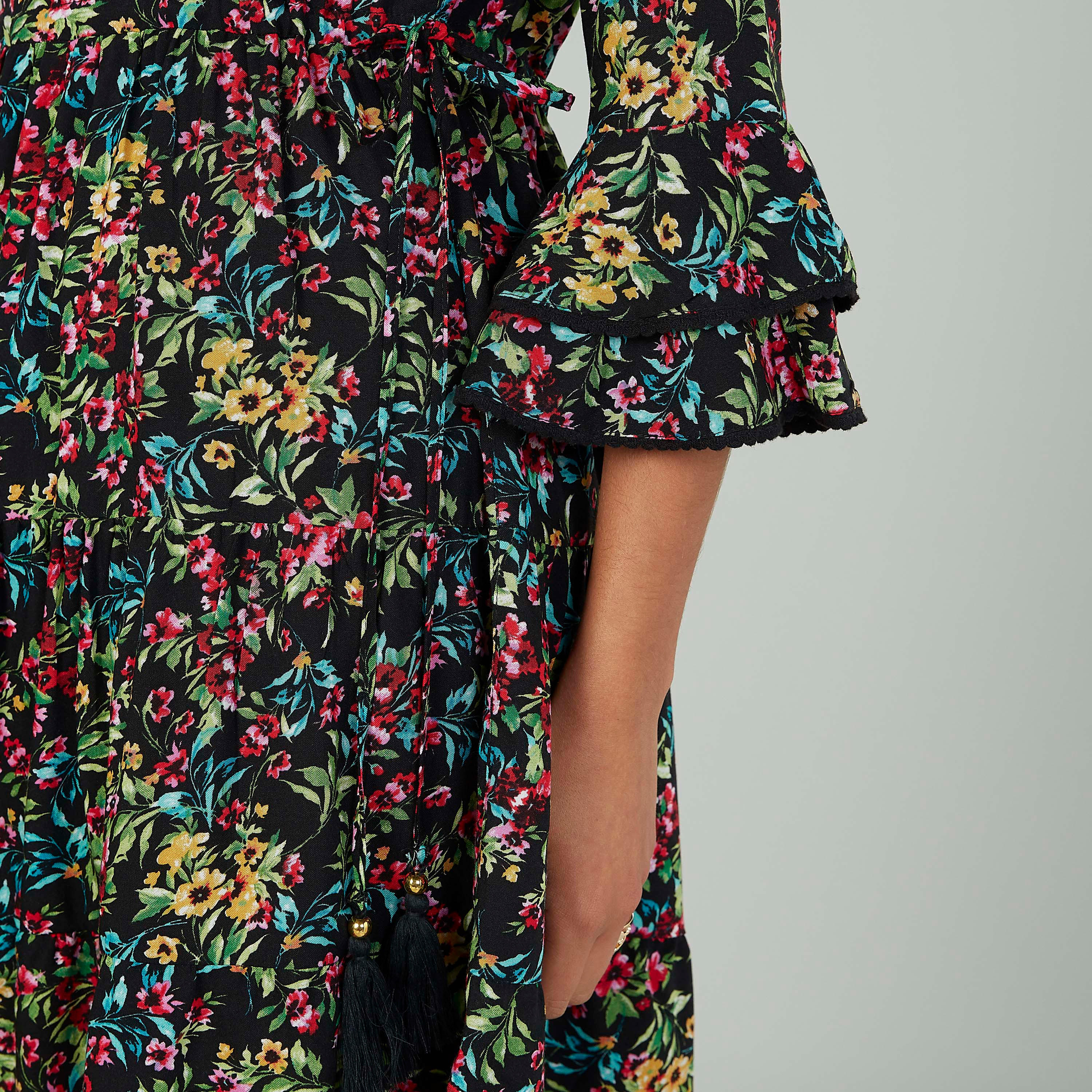فستان ميدي مستدام إيه لاين بكشكش وطبعات -women-clothing-dresses-image-3