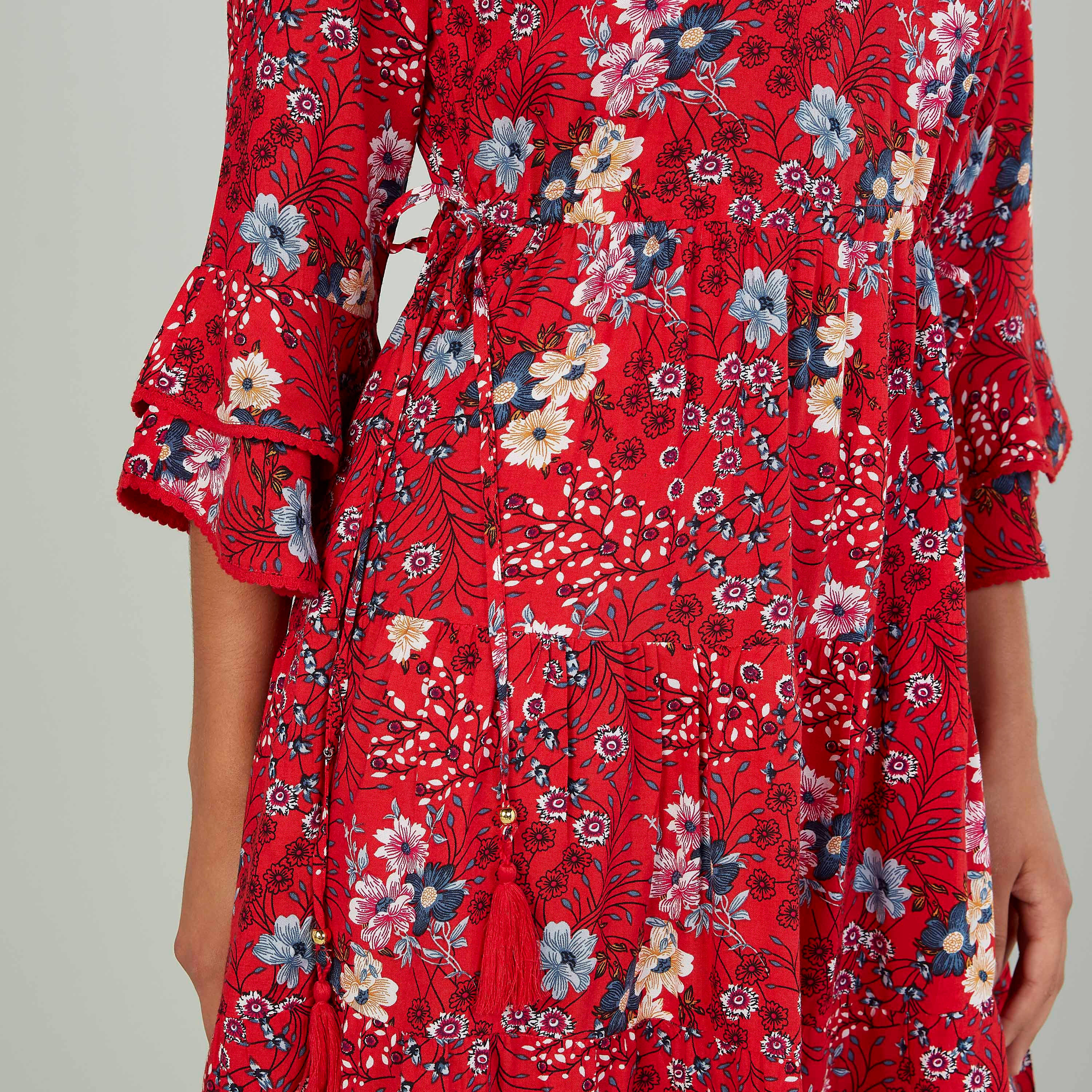فستان ميدي مستدام إيه لاين بأكمام3/4  وطبعات -women-clothing-dresses-image-3