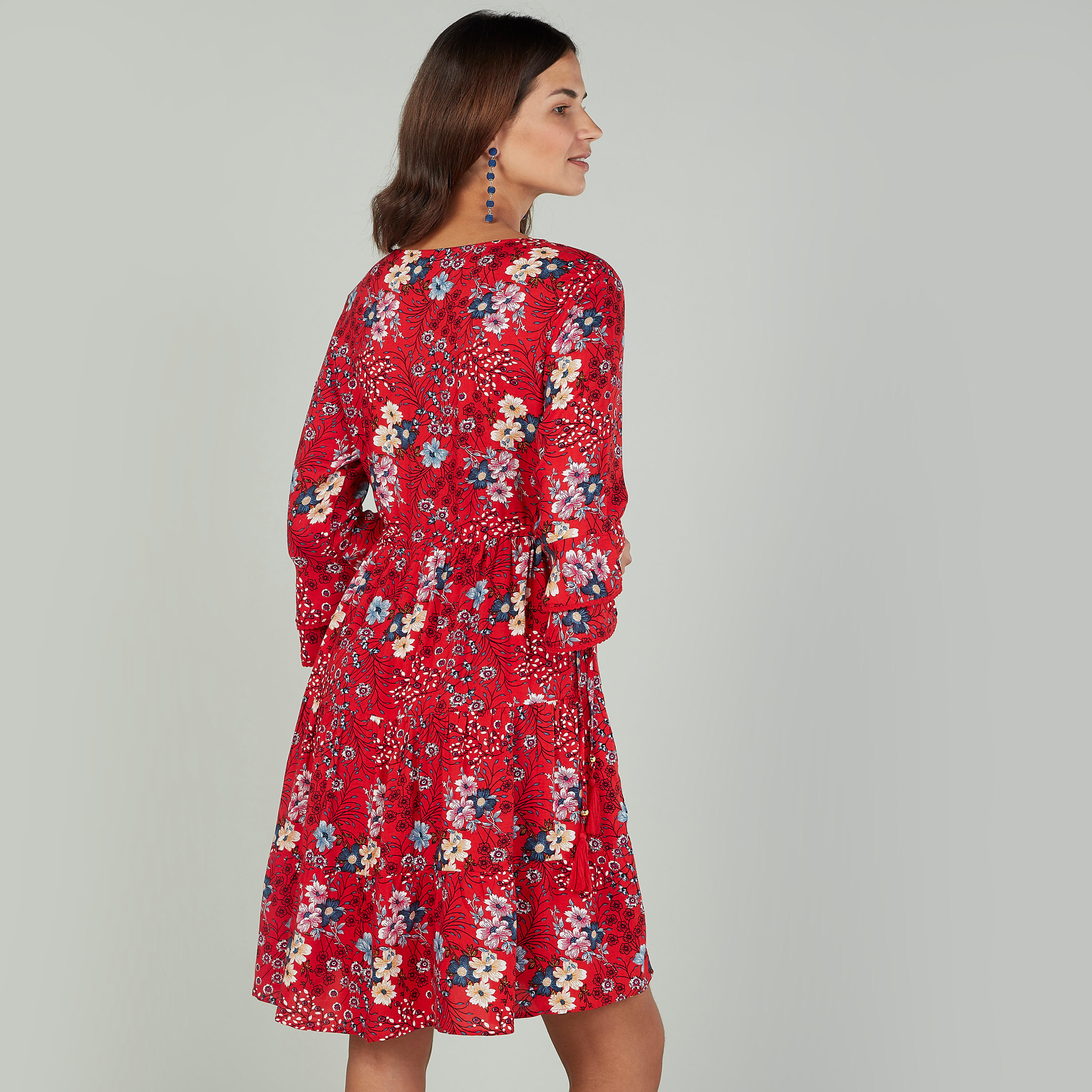 فستان ميدي مستدام إيه لاين بأكمام3/4  وطبعات -women-clothing-dresses-image-4