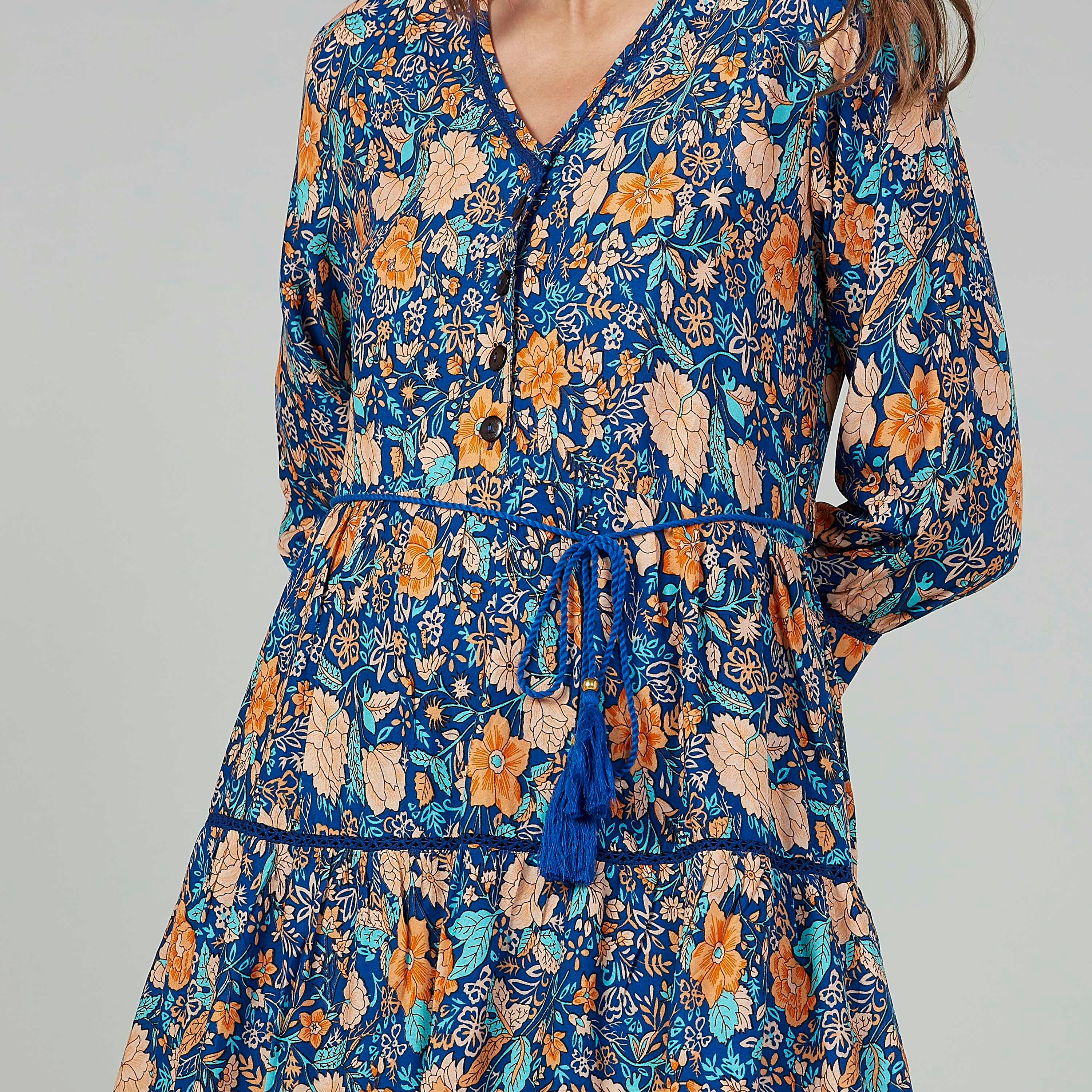 بنطلون رياضي مستدام طويل بارز الملمس بخصر مرن وجيوب-women-clothing-dresses-image-3
