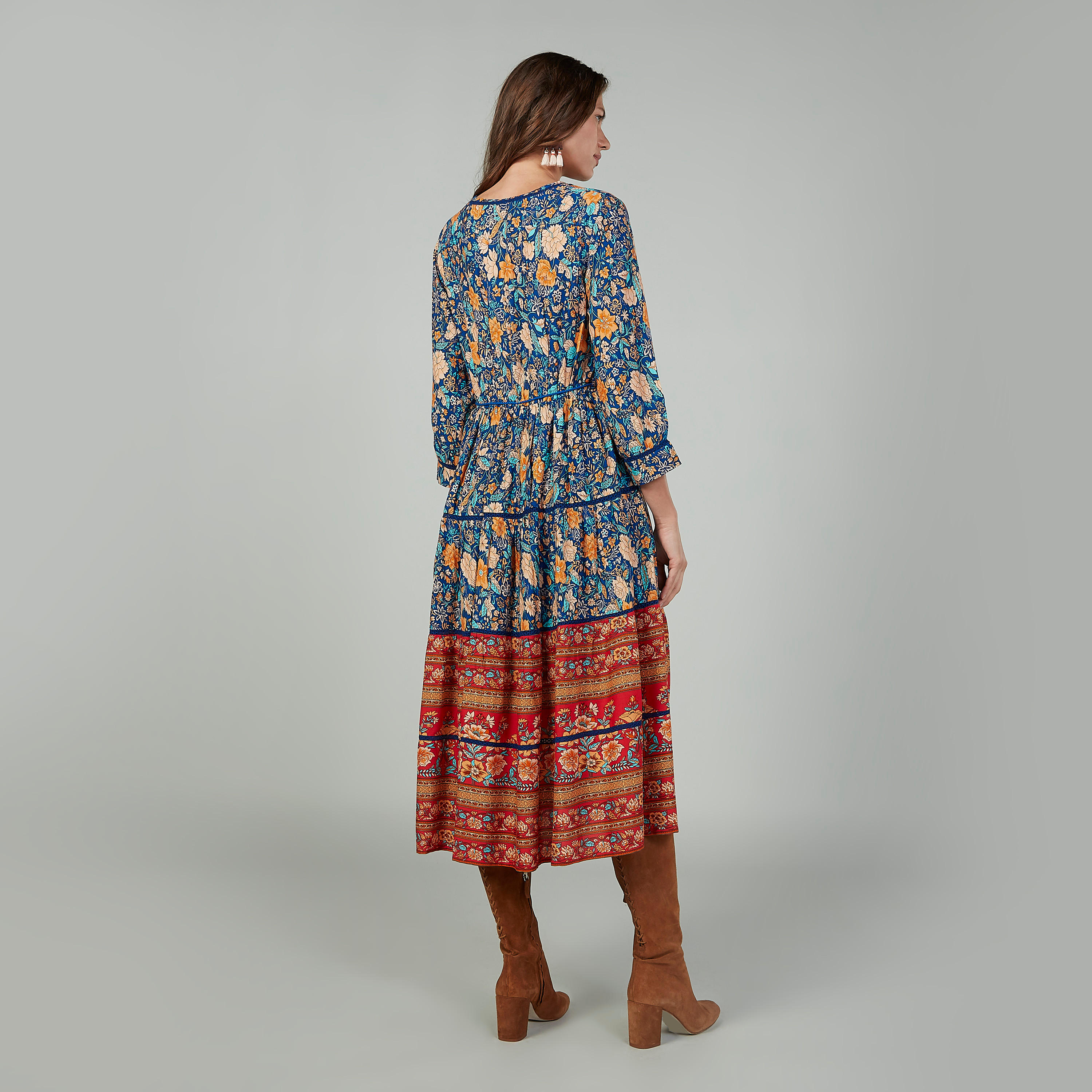 بنطلون رياضي مستدام طويل بارز الملمس بخصر مرن وجيوب-women-clothing-dresses-image-4