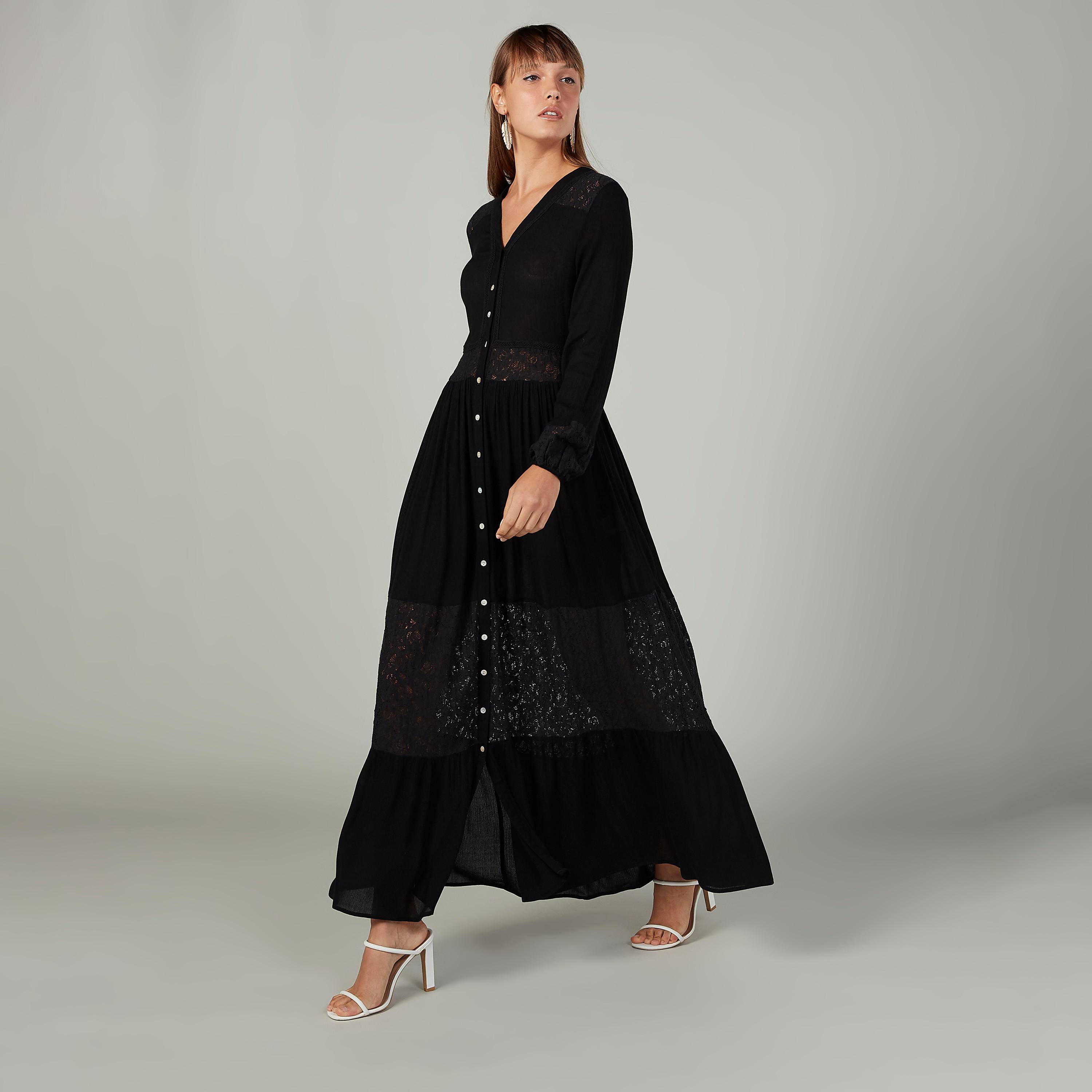 سترة ايه لاين مستدامة بقصّة مريحة وأكمام طويلة وتفاصيل دانتيل-women-winterwear-coatsandjackets-jackets-image-2