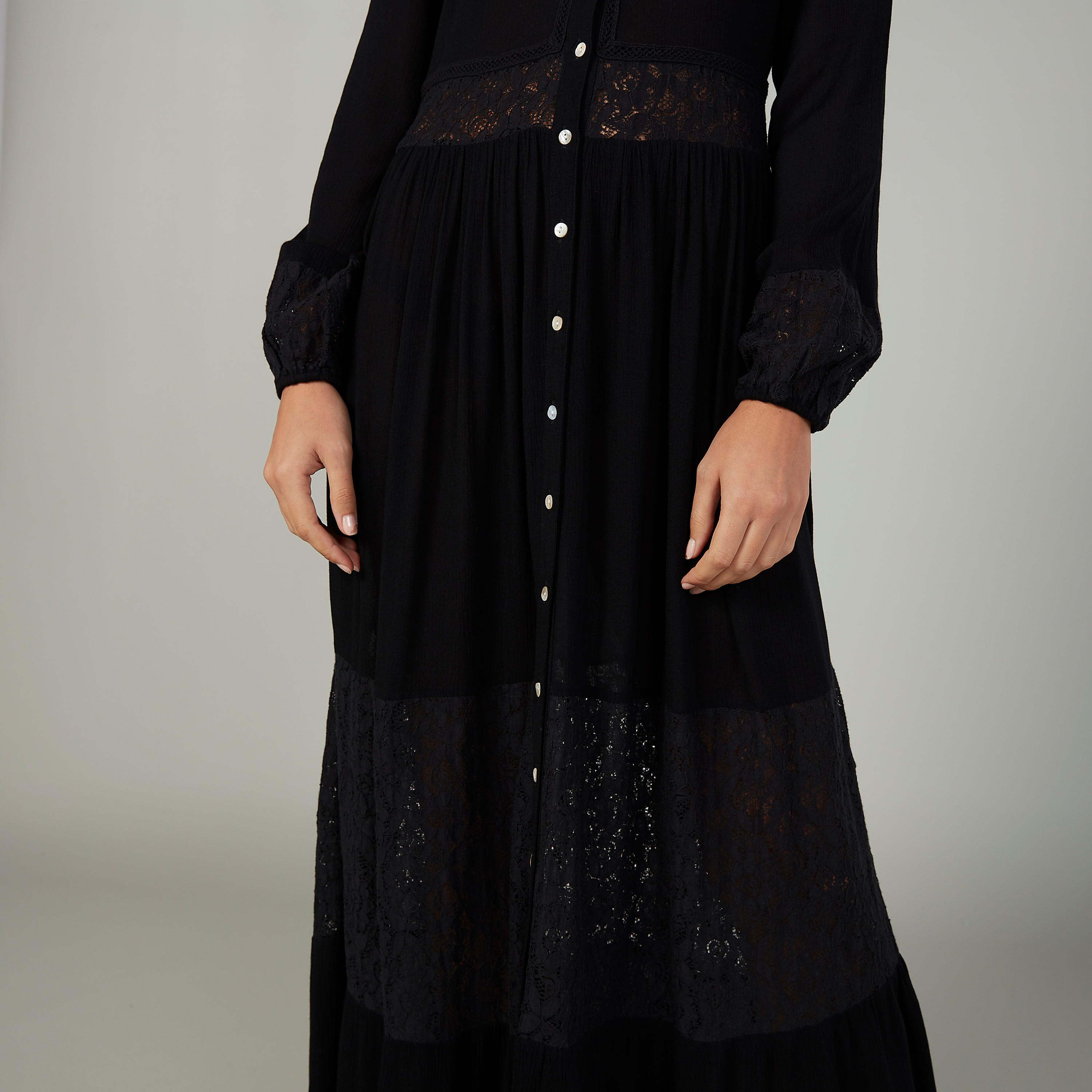 سترة ايه لاين مستدامة بقصّة مريحة وأكمام طويلة وتفاصيل دانتيل-women-winterwear-coatsandjackets-jackets-image-3