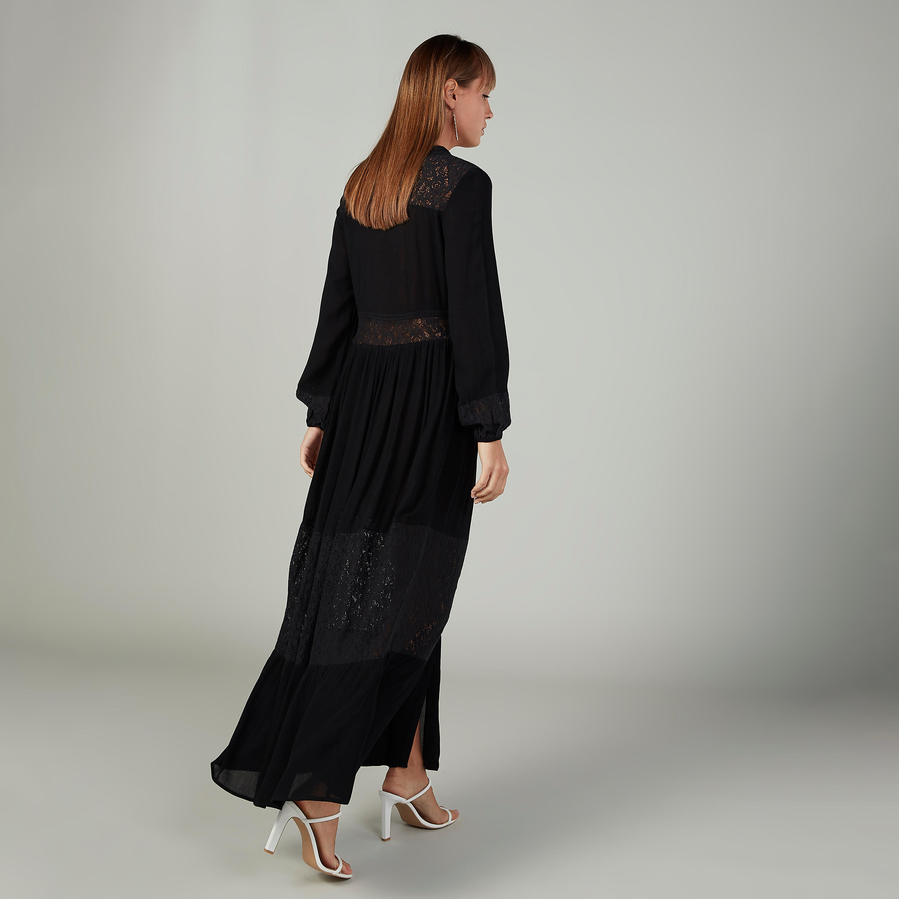 سترة ايه لاين مستدامة بقصّة مريحة وأكمام طويلة وتفاصيل دانتيل-women-winterwear-coatsandjackets-jackets-image-4