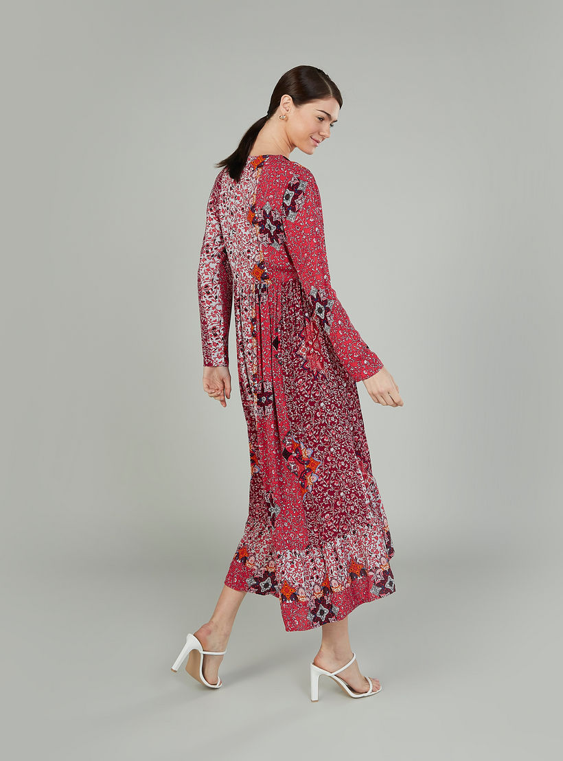 Sustainable Printed Midi A-line Dress with Long Sleeves-women-clothing-dresses-image-2