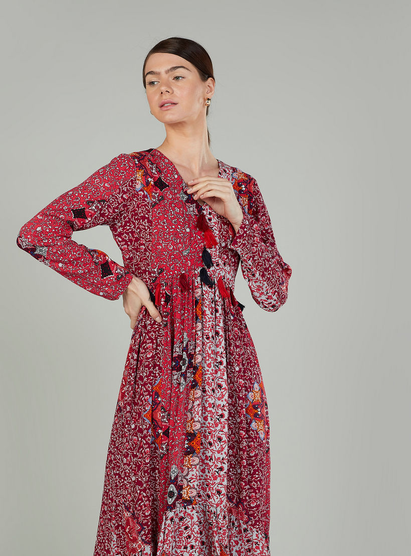 Sustainable Printed Midi A-line Dress with Long Sleeves-women-clothing-dresses-image-3