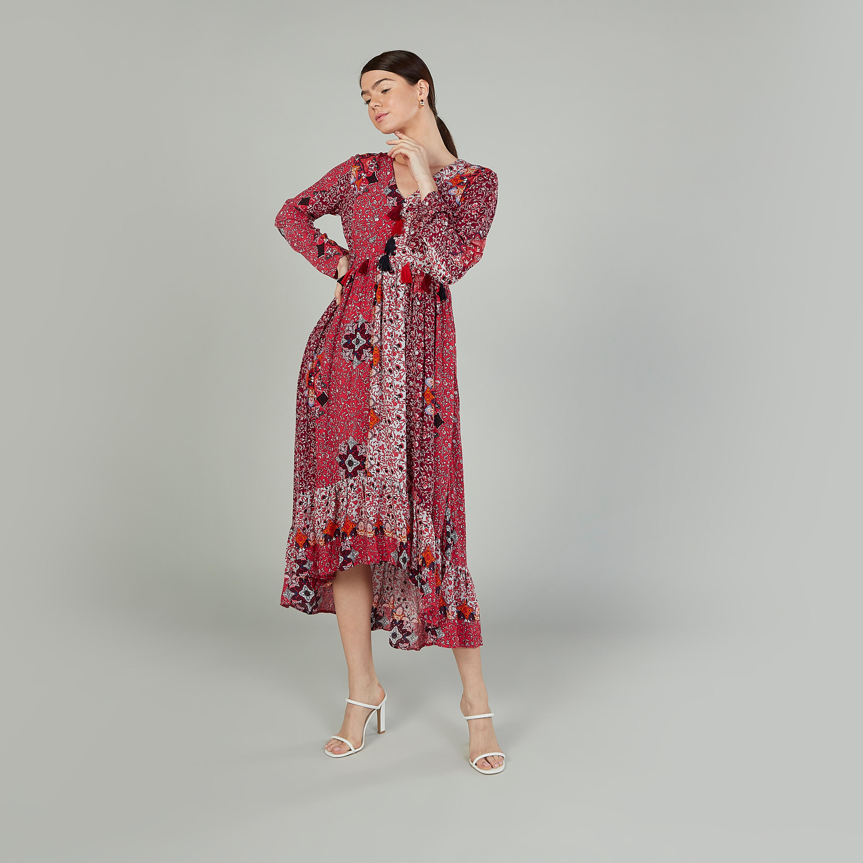 Sustainable Printed Midi A-line Dress with Long Sleeves-women-clothing-dresses-image-4