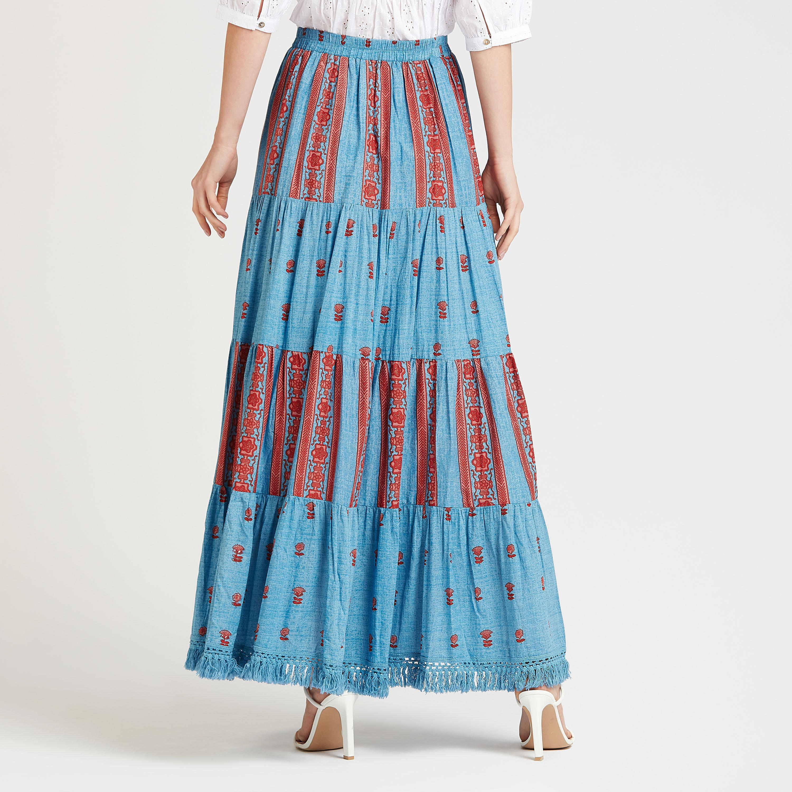 تنورة إيه لاين طويلة بخصر مطّاطي وطبعات-women-clothing-bottoms-skirts-image-4
