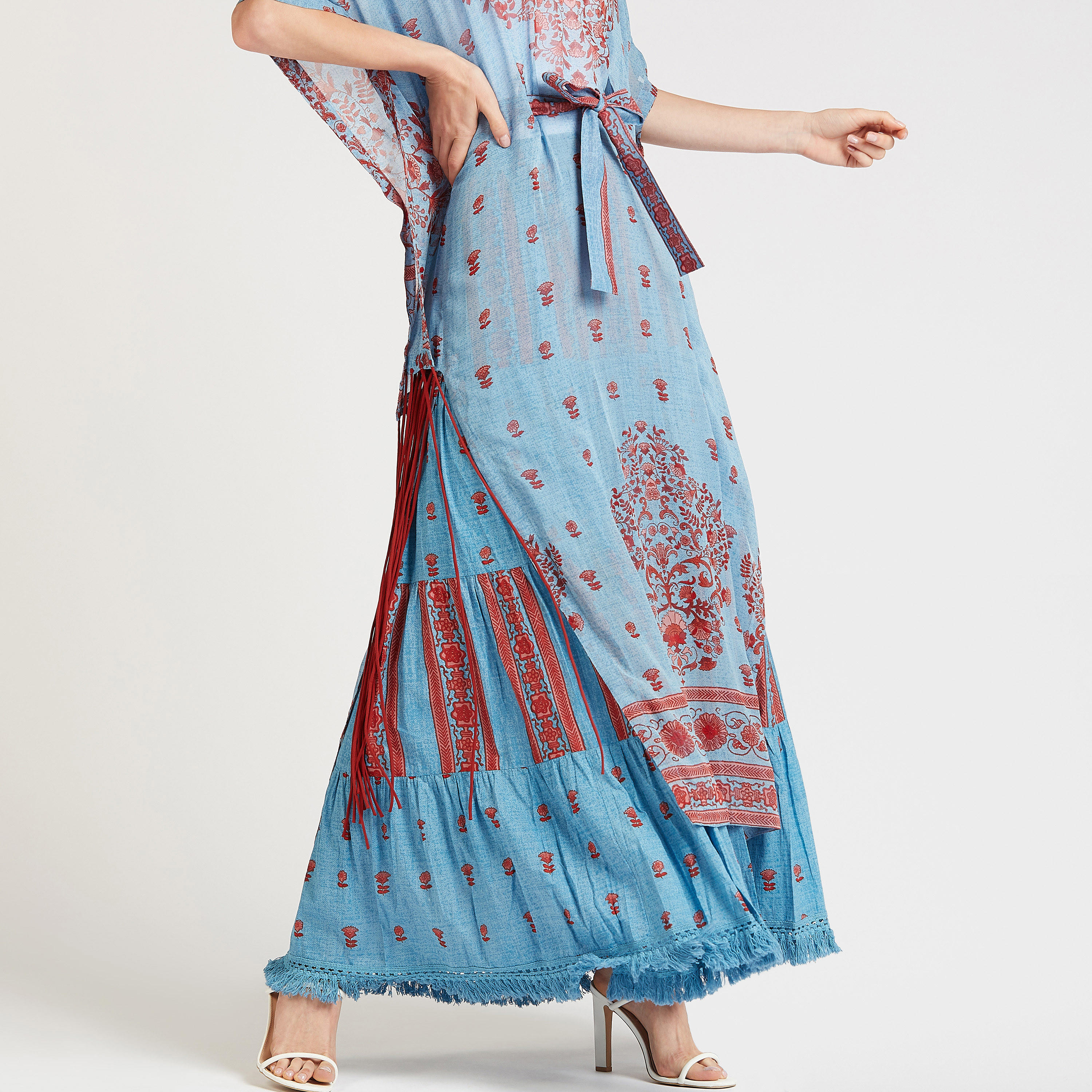 فستان قفطان ماكسي بطبعات بأكمام فراشة وأربطة-women-clothing-dresses-image-3