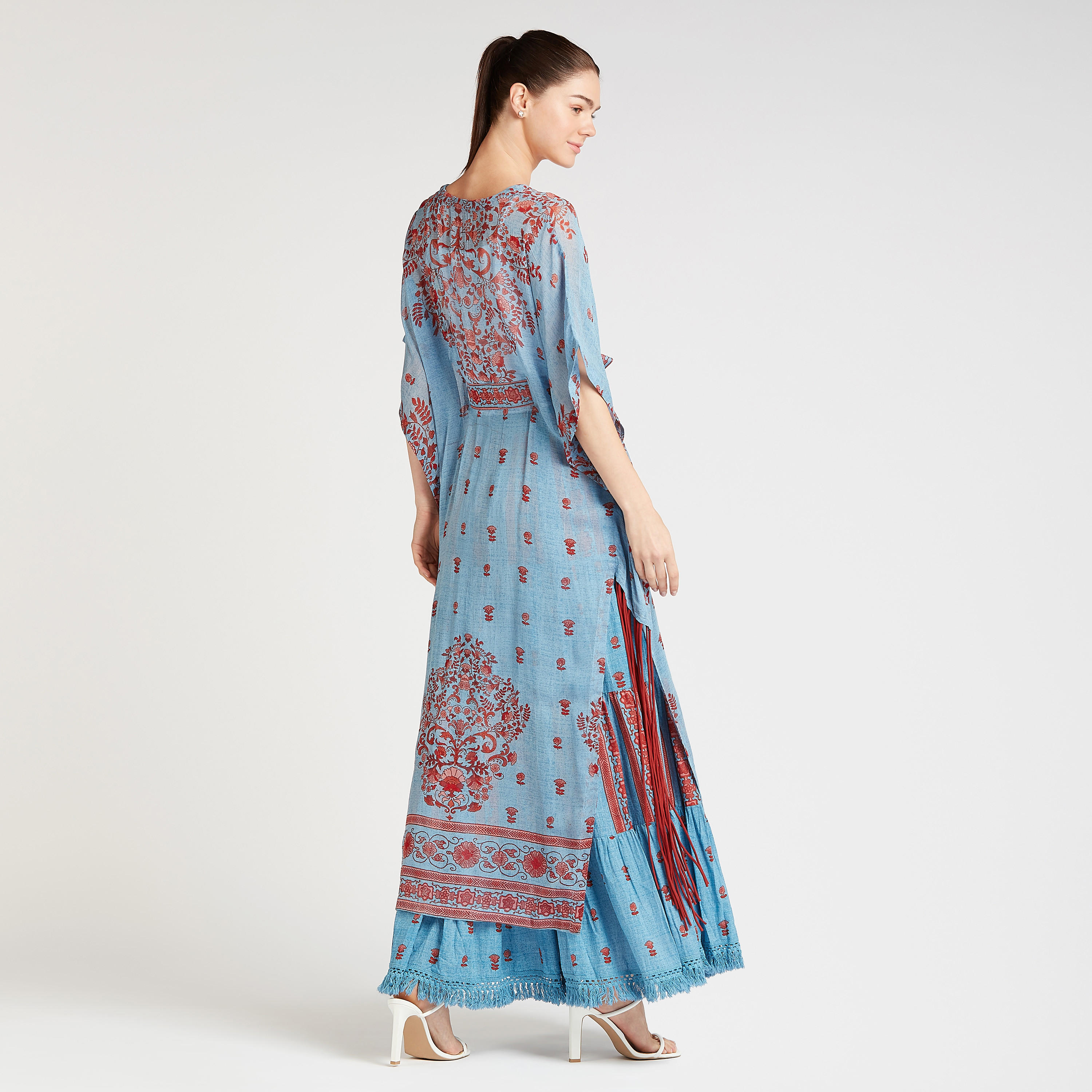 فستان قفطان ماكسي بطبعات بأكمام فراشة وأربطة-women-clothing-dresses-image-4