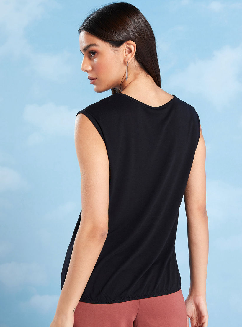 Embroidered Top with Round Neck and Cap Sleeves-women-clothing-shirtsandblouses-blouses-image-4