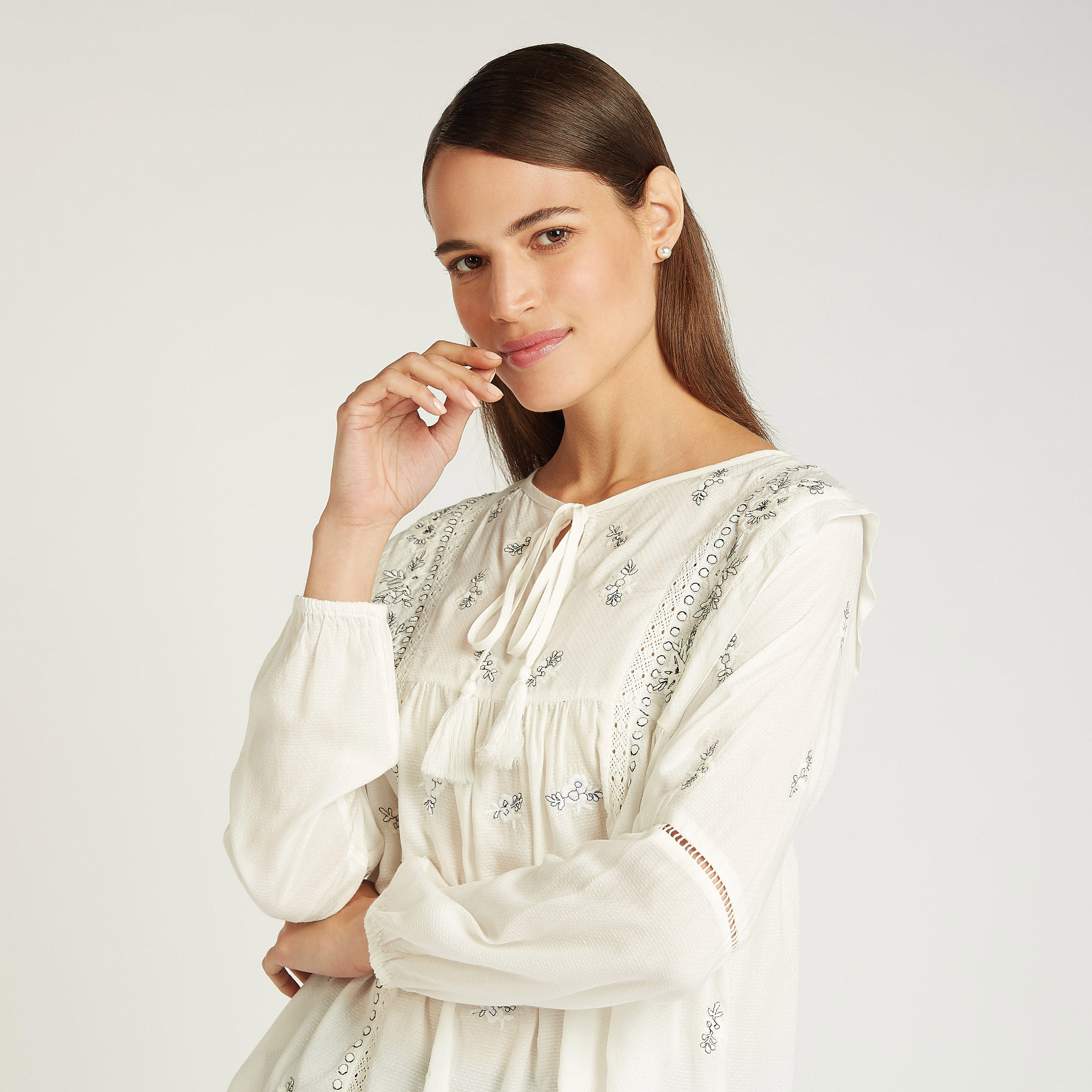 Embroidered Top with Long Sleeves and Tie Ups-women-clothing-shirtsandblouses-blouses-image-3