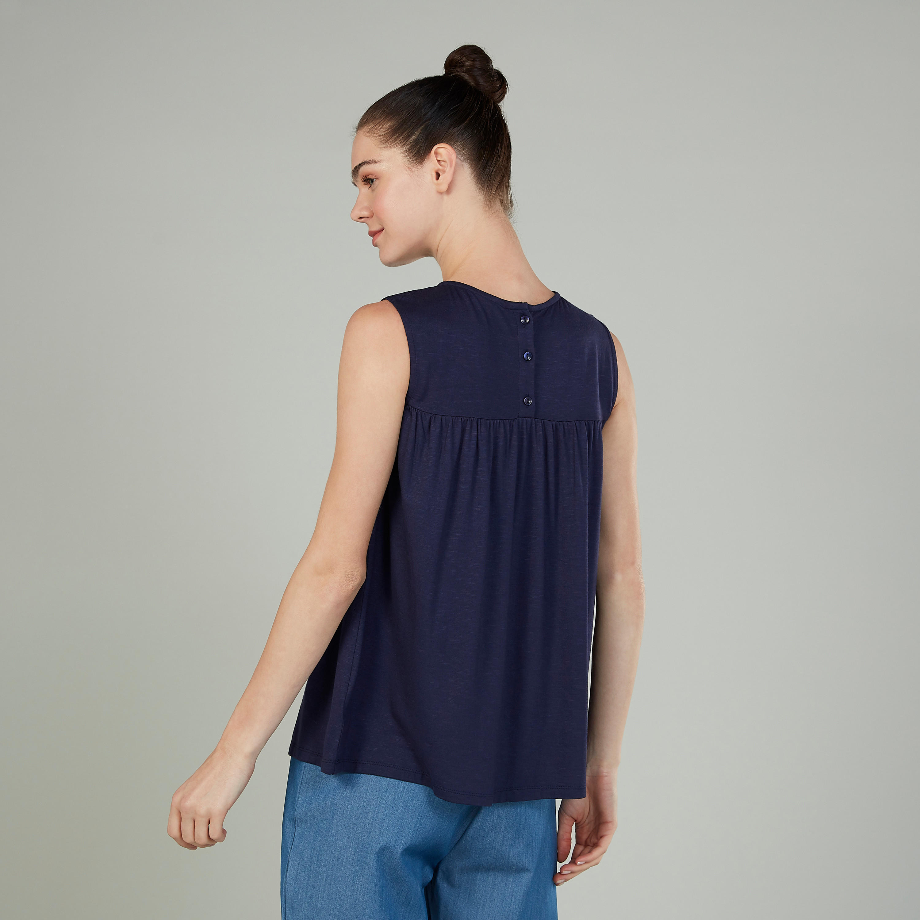 Embroidered Sleeveless Top with Crew Neck-women-clothing-tshirts-image-4