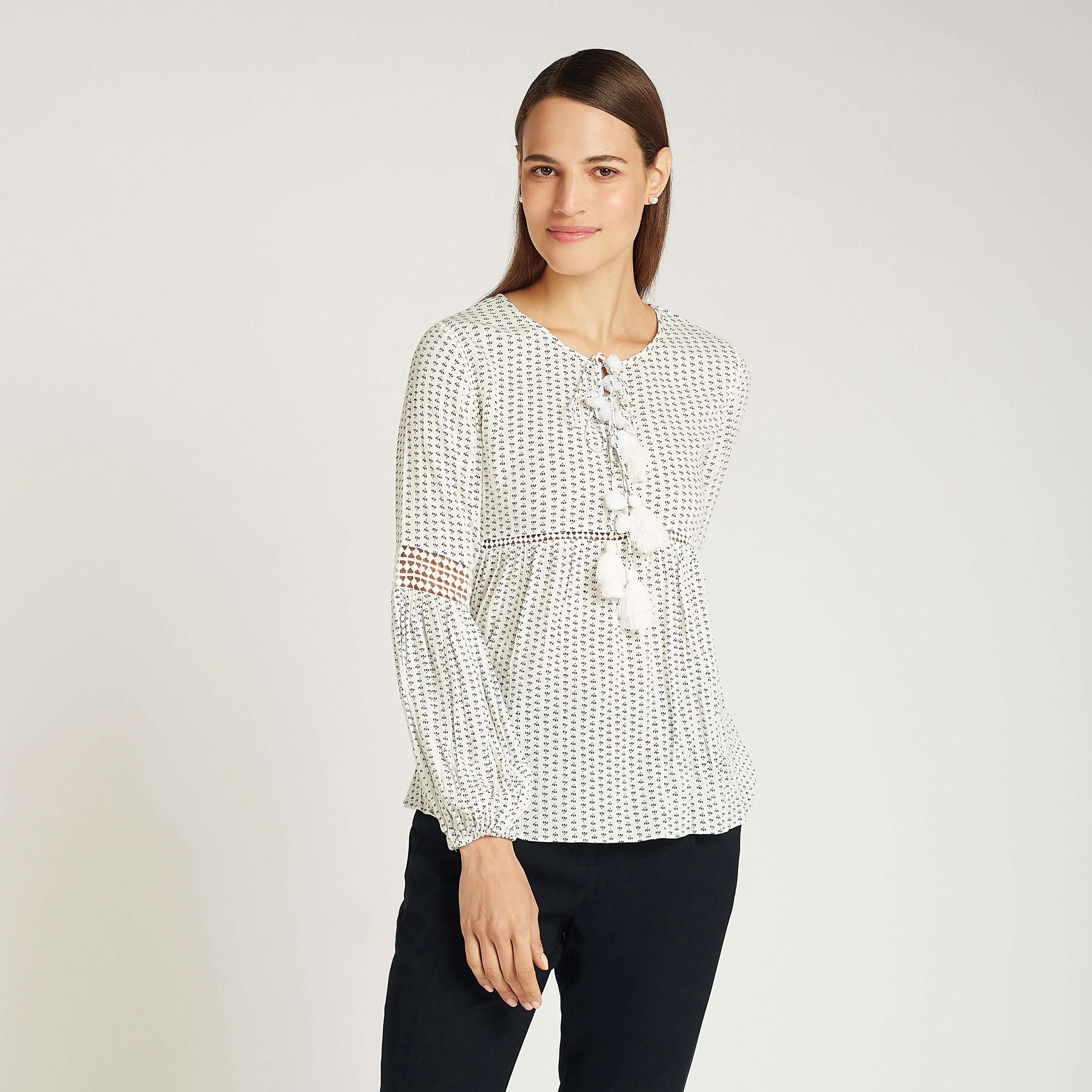 بلوزة بأكمام طويلة وأربطة وطبعات-women-clothing-shirtsandblouses-blouses-image-1