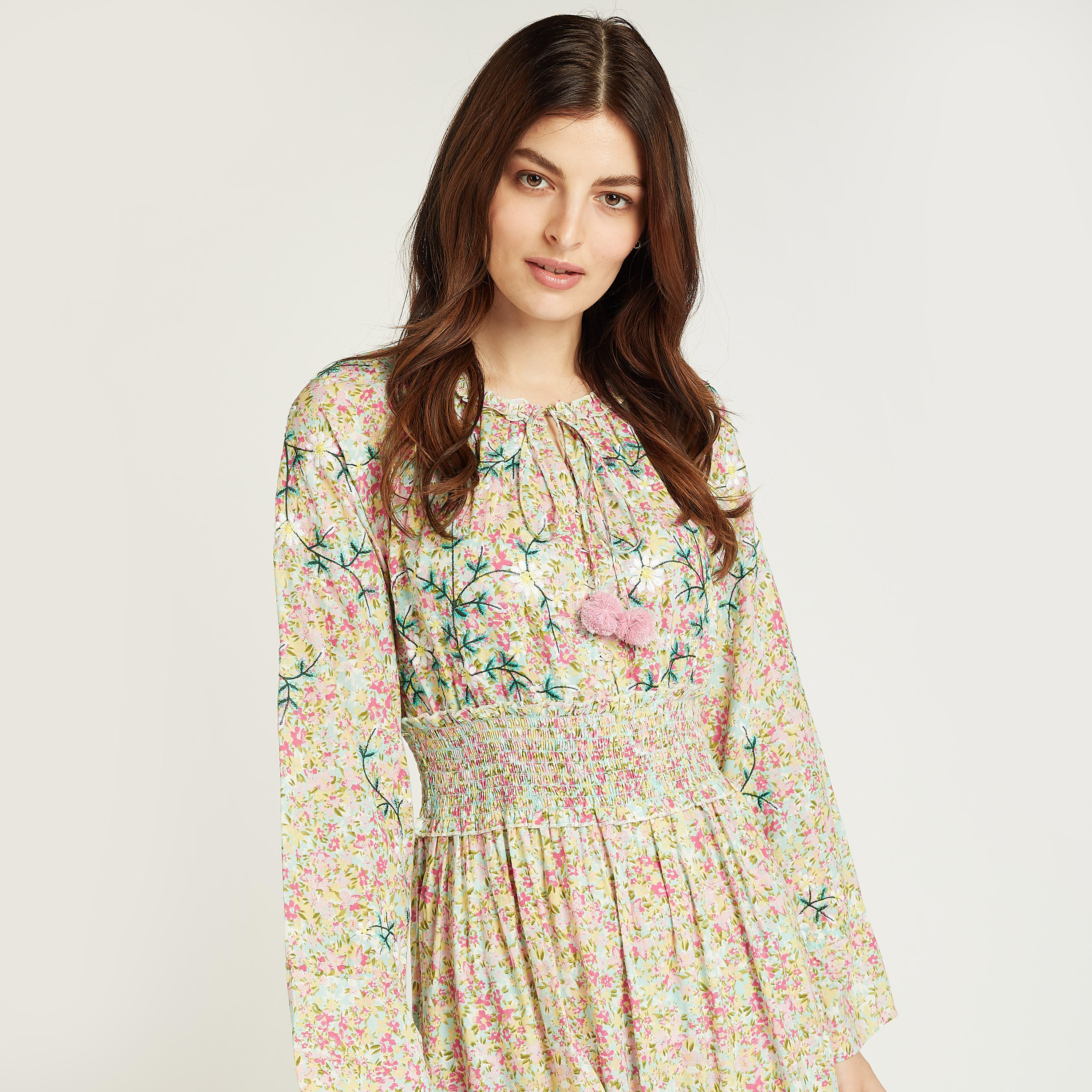 فستان طويل إيه لاين بأكمام طويلة وأربطة وطبعات-women-clothing-dresses-image-2