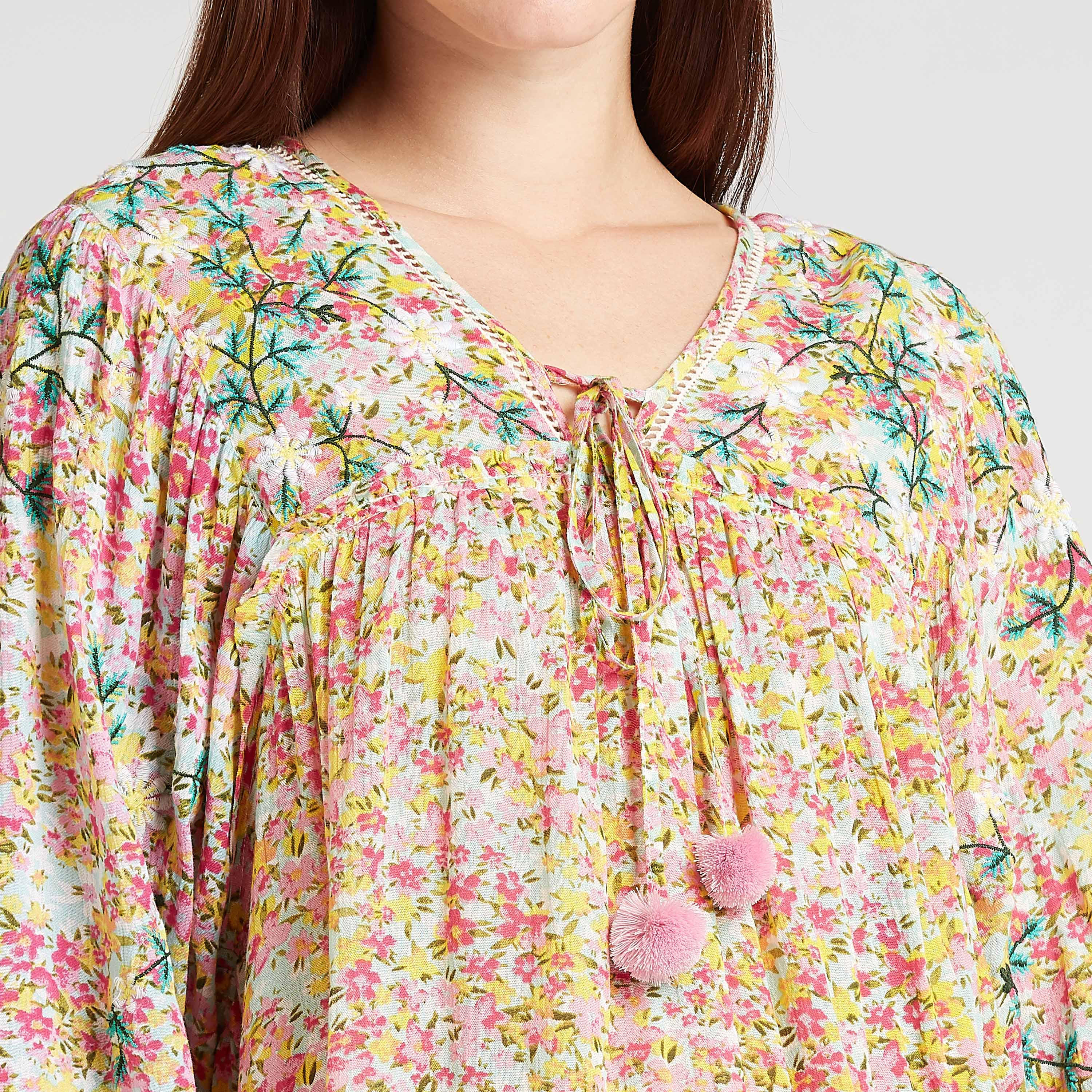 بلوزة بأكمام بيشوب وطبعات أزهار وأربطة-women-clothing-shirtsandblouses-blouses-image-3