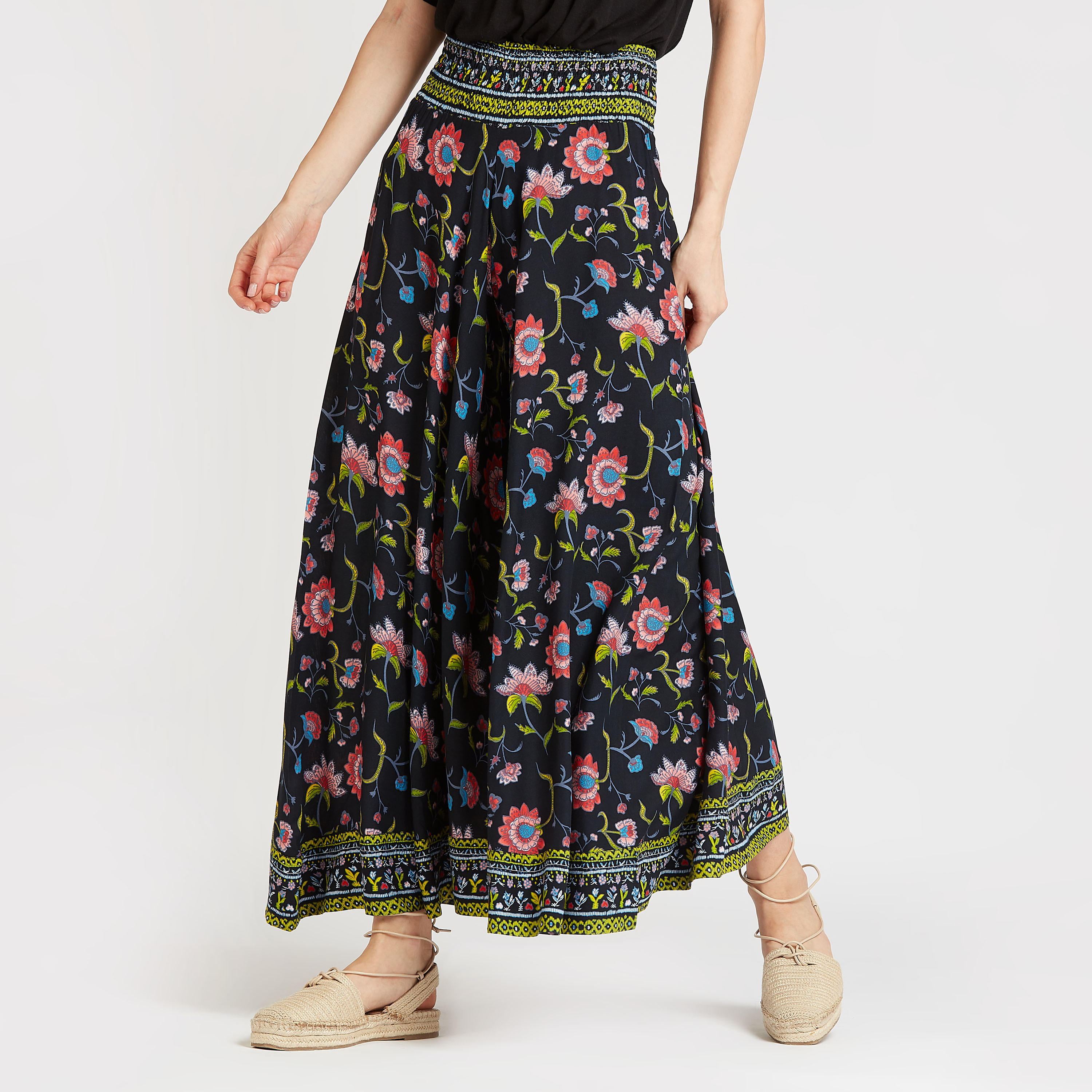 بنطلون بلازو بخصر مطاطي مرتفع و طبعات أزهار-women-clothing-bottoms-trousers-image-1