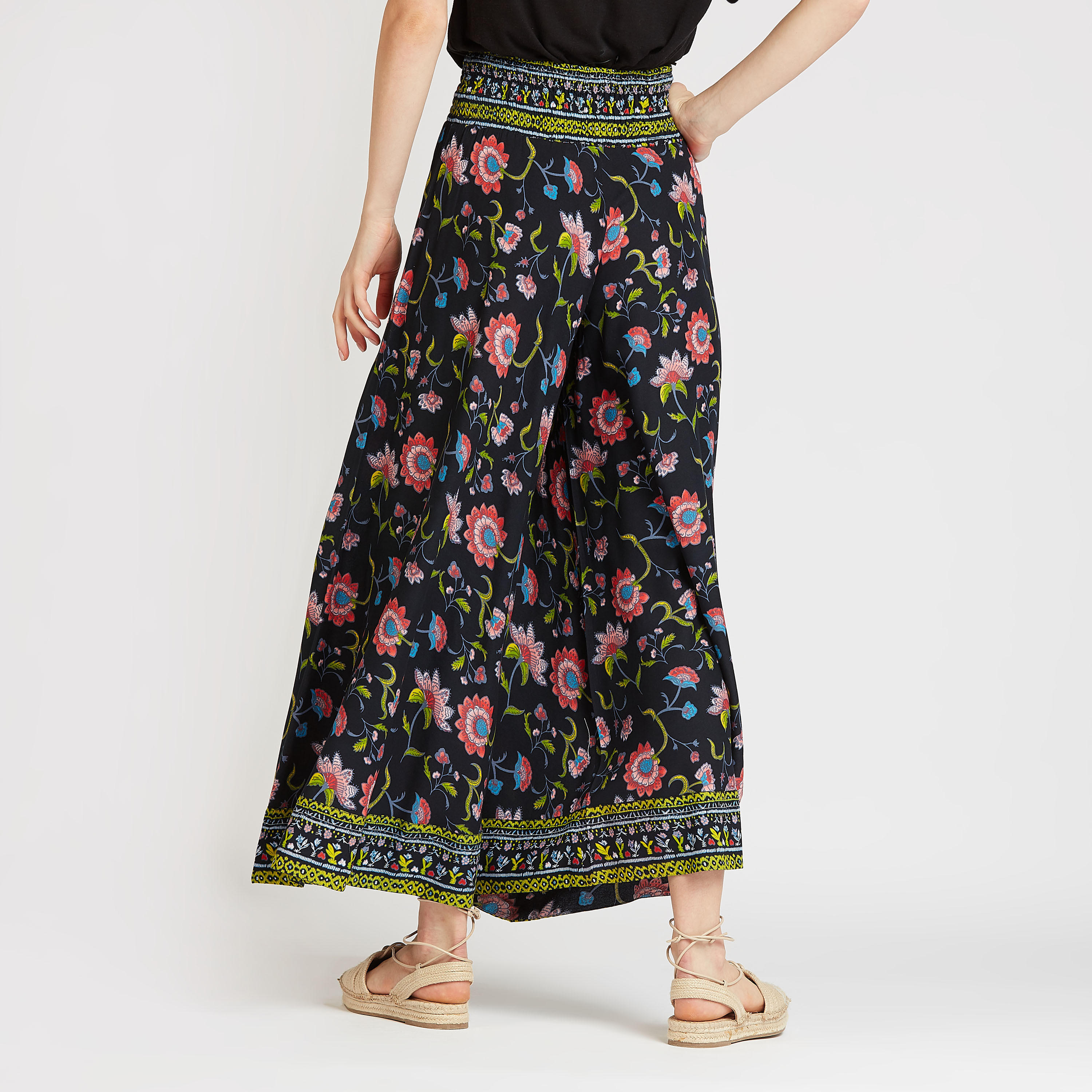 بنطلون بلازو بخصر مطاطي مرتفع و طبعات أزهار-women-clothing-bottoms-trousers-image-4