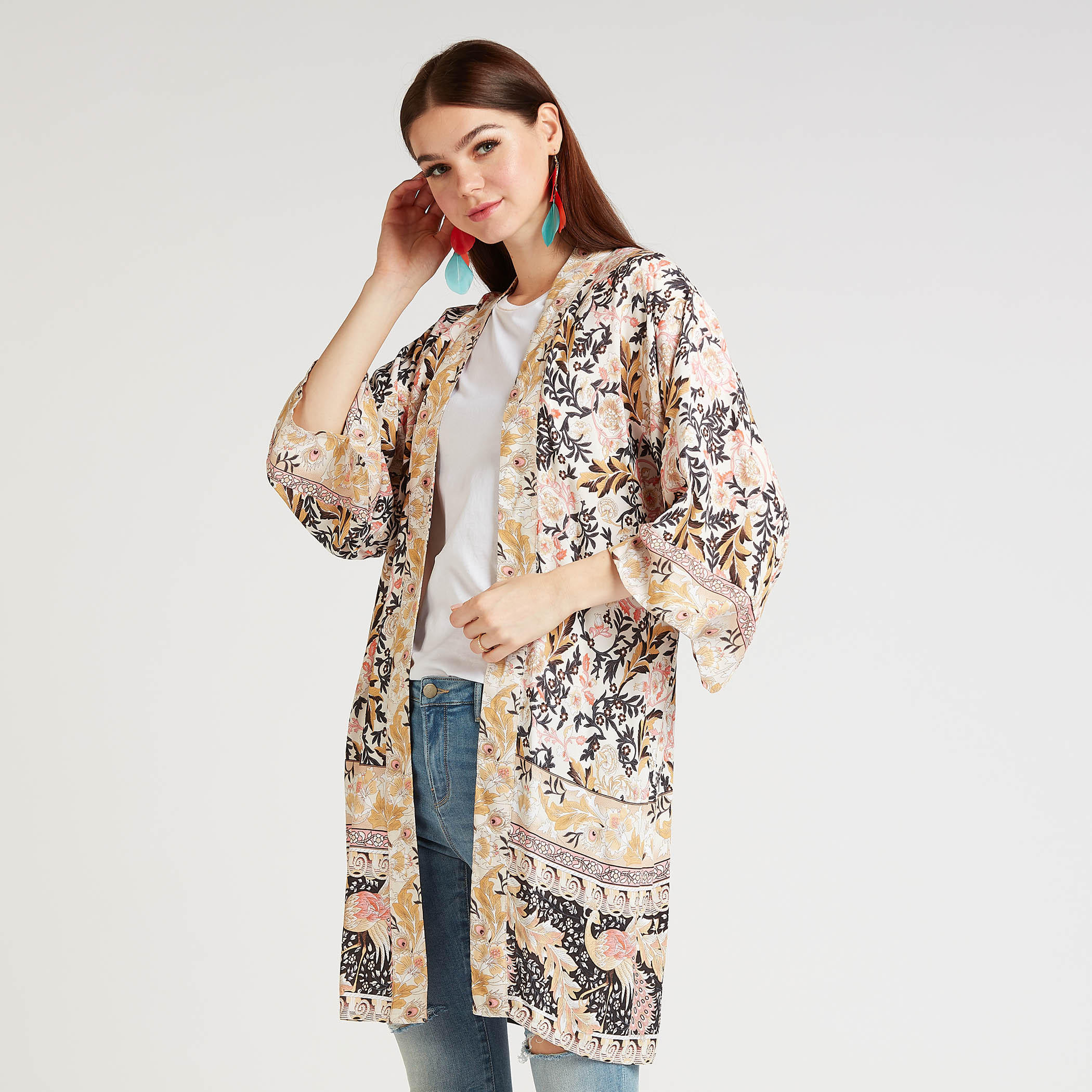جاكيت كيمونو طويل مطرز بأكمام 3/4-women-winterwear-coatsandjackets-jackets-image-1
