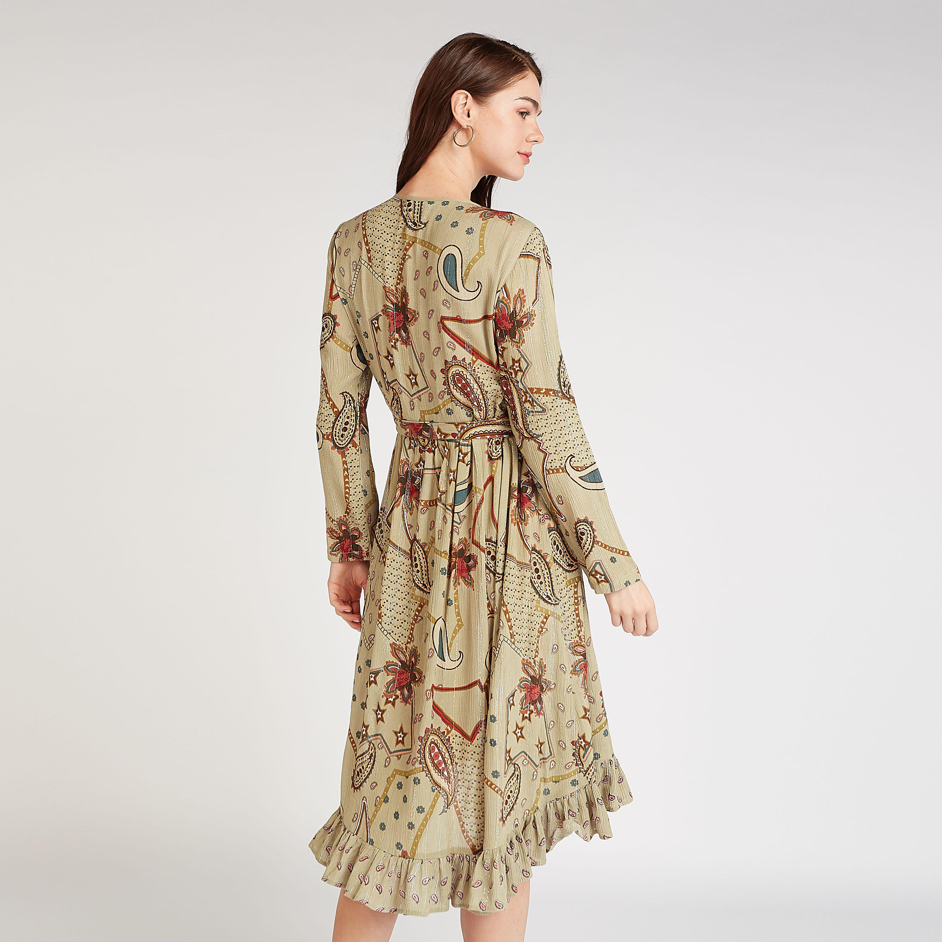 فستان مستدام ميدي ايه لاين بأكمام طويلة وأربطة وطبعات-women-clothing-dresses-image-4