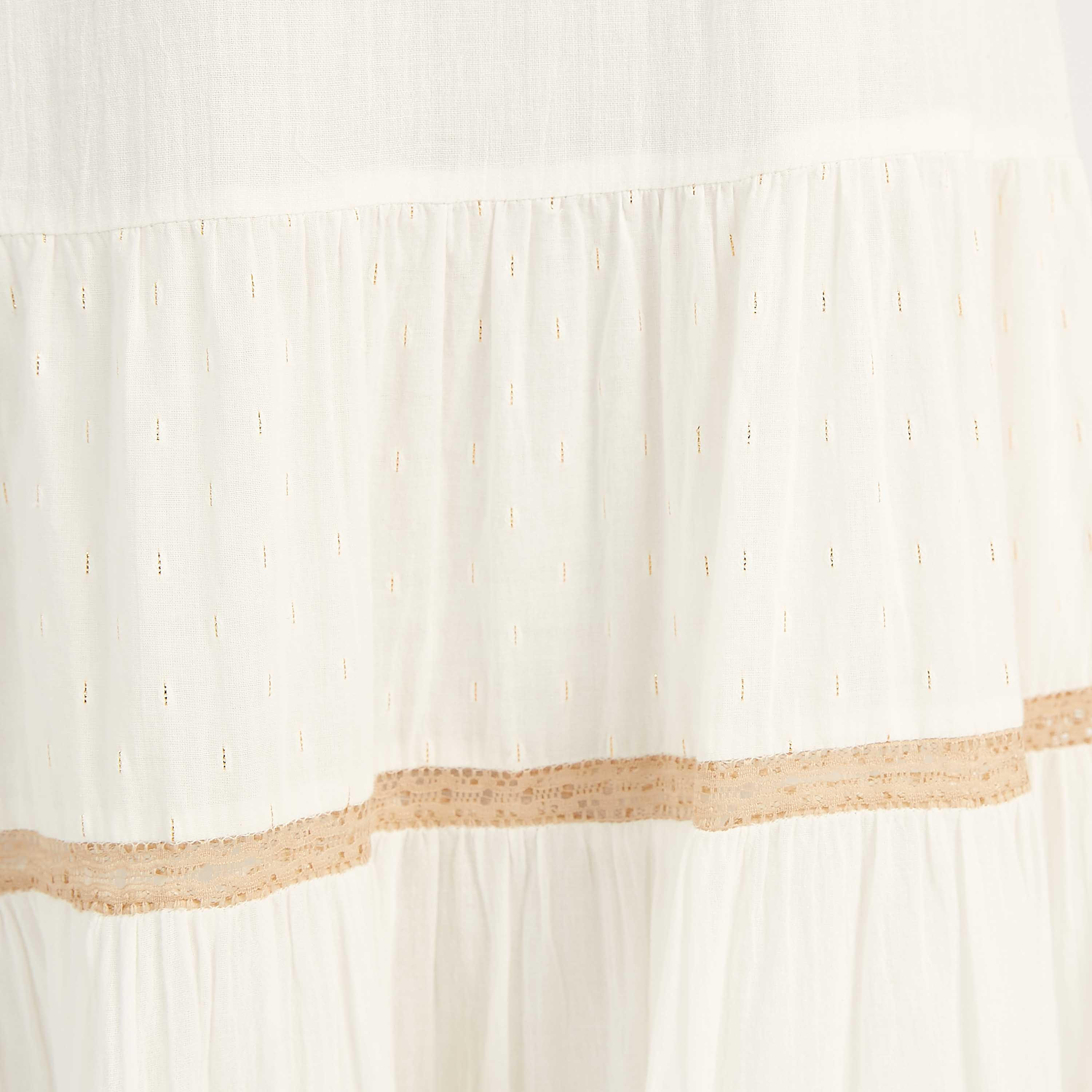 تنّورة مستدامة إيه لاين طويلة بتفاصيل دانتيل ورباط إغلاق-women-clothing-bottoms-skirts-image-5