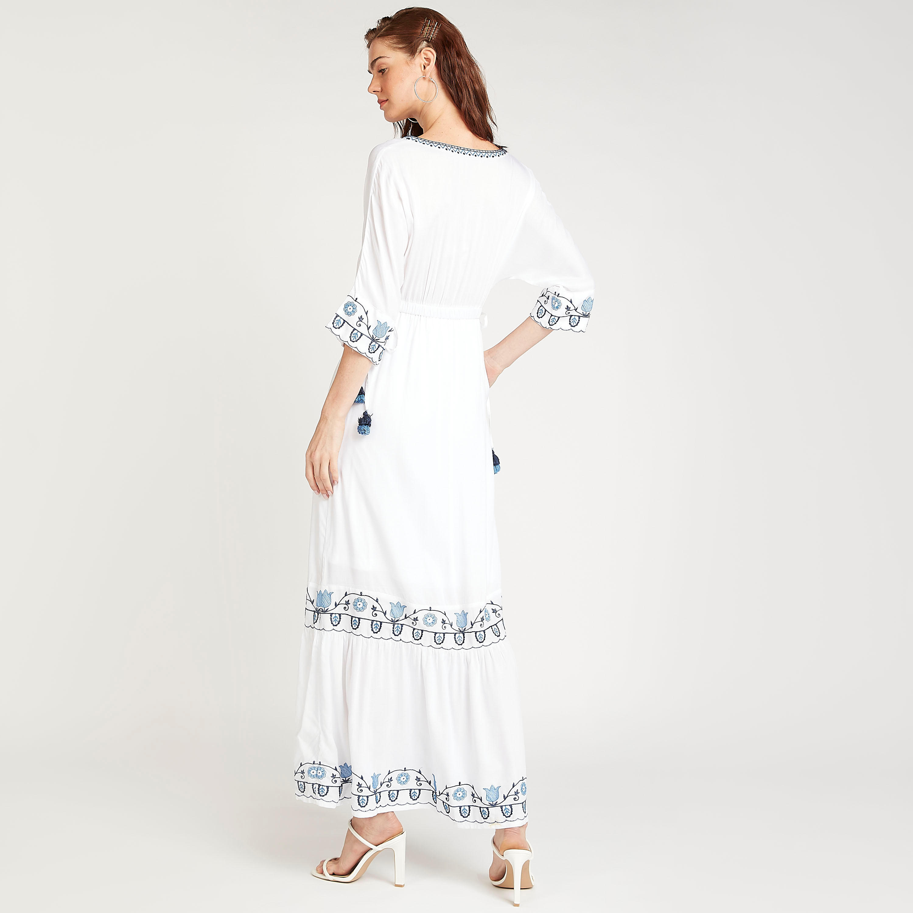 Sustainable Embroidered A-line Maxi Dress with Short Sleeves-women-clothing-dresses-image-4
