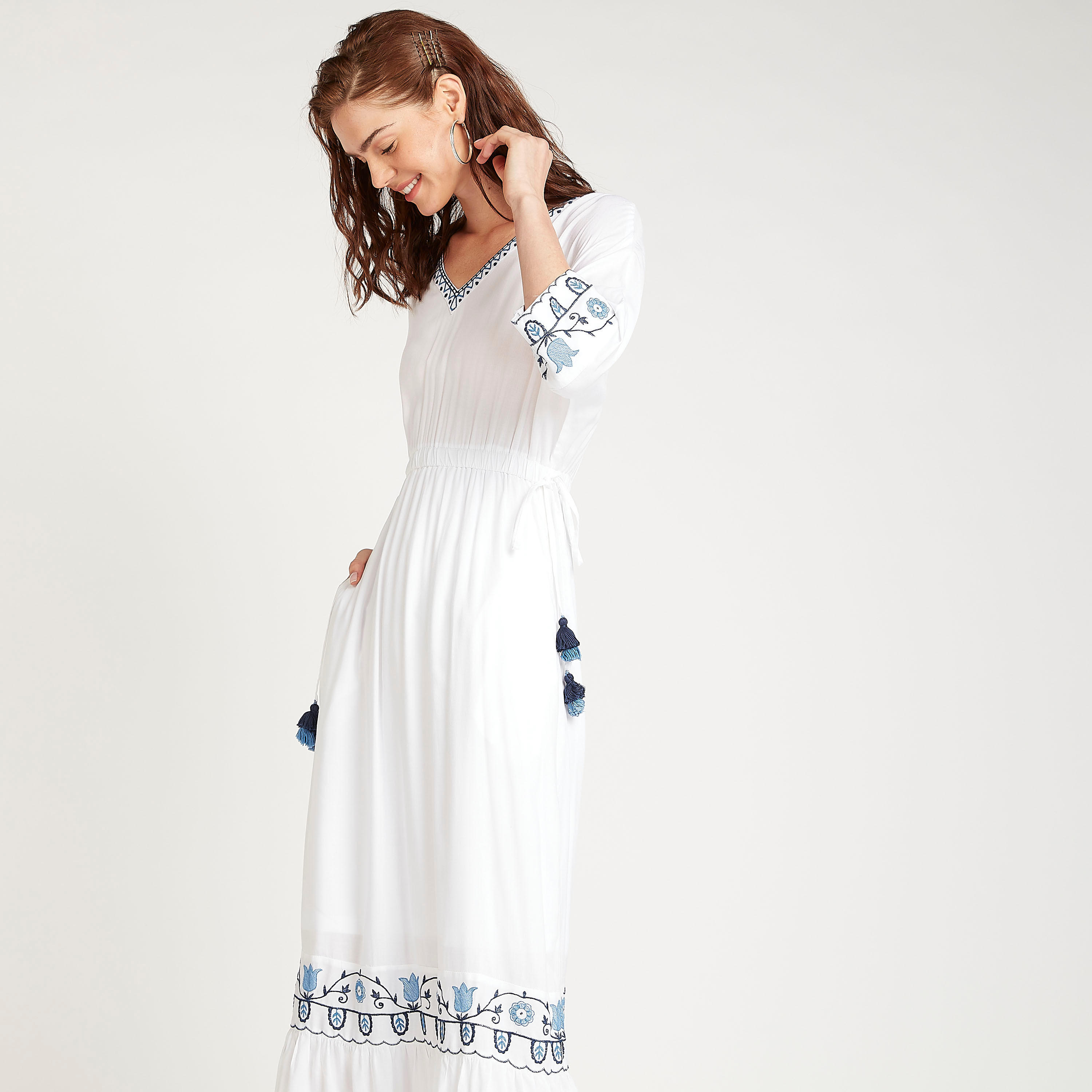 Sustainable Embroidered A-line Maxi Dress with Short Sleeves-women-clothing-dresses-image-6