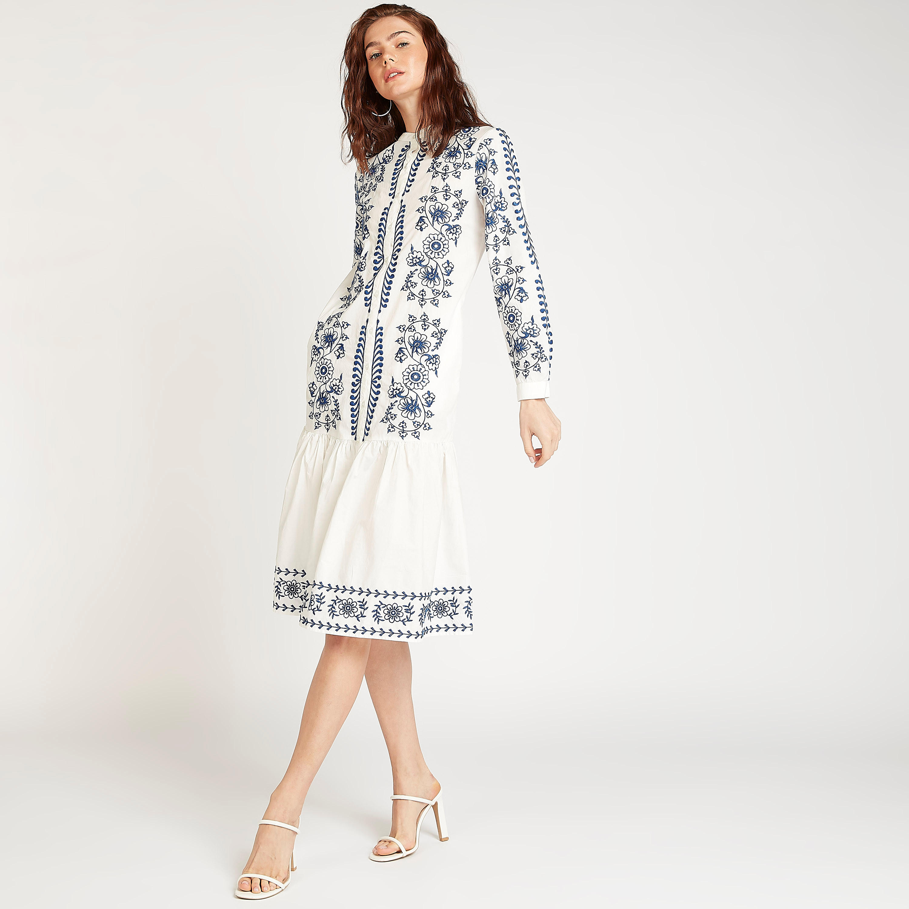 فستان قميص مستدام مطرَز متوسط الطول بأكمام طويلة-women-clothing-dresses-image-2
