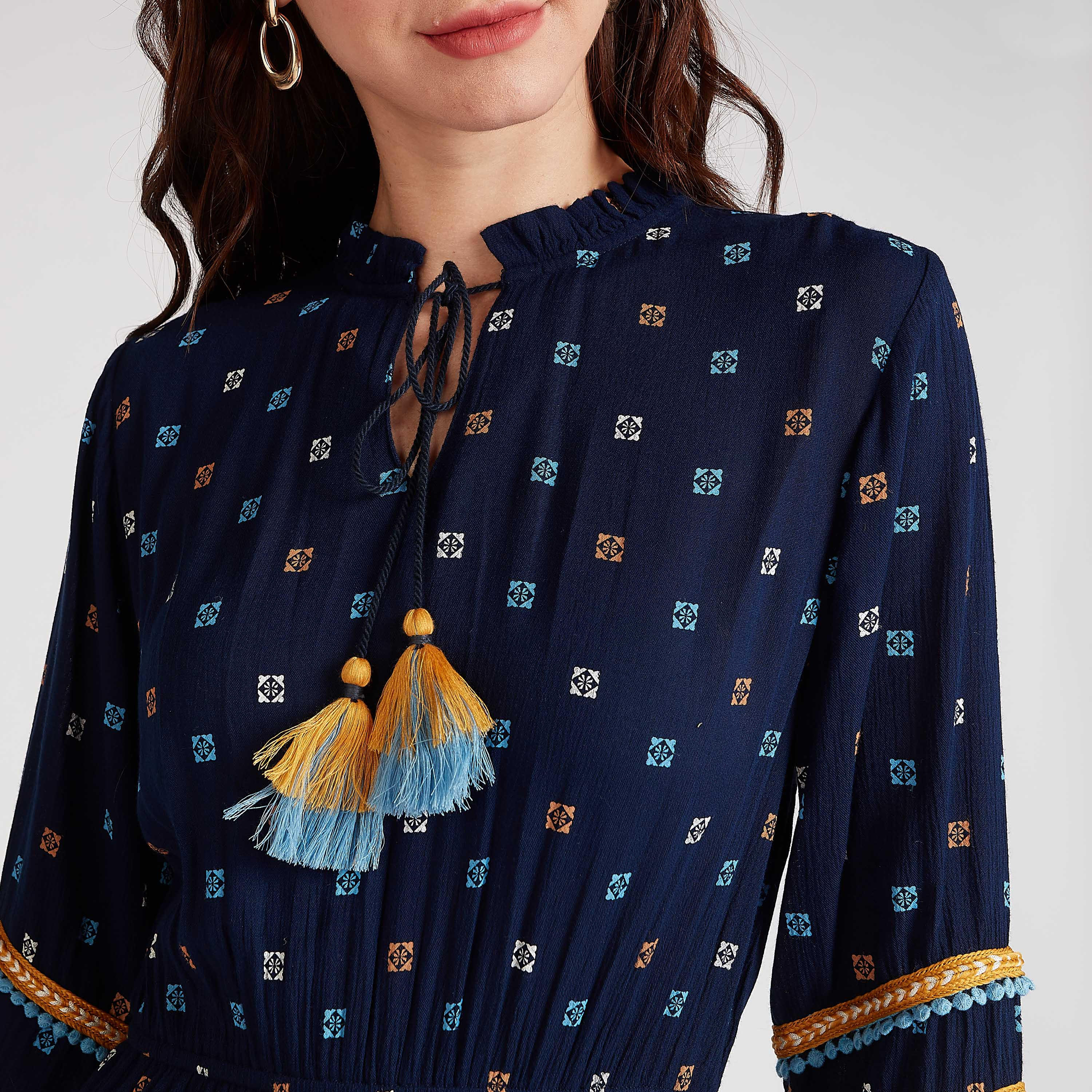 فستان مستدام طويل ايه لاين بأكمام بيشوب وأربطة وطبعات-women-clothing-dresses-image-5