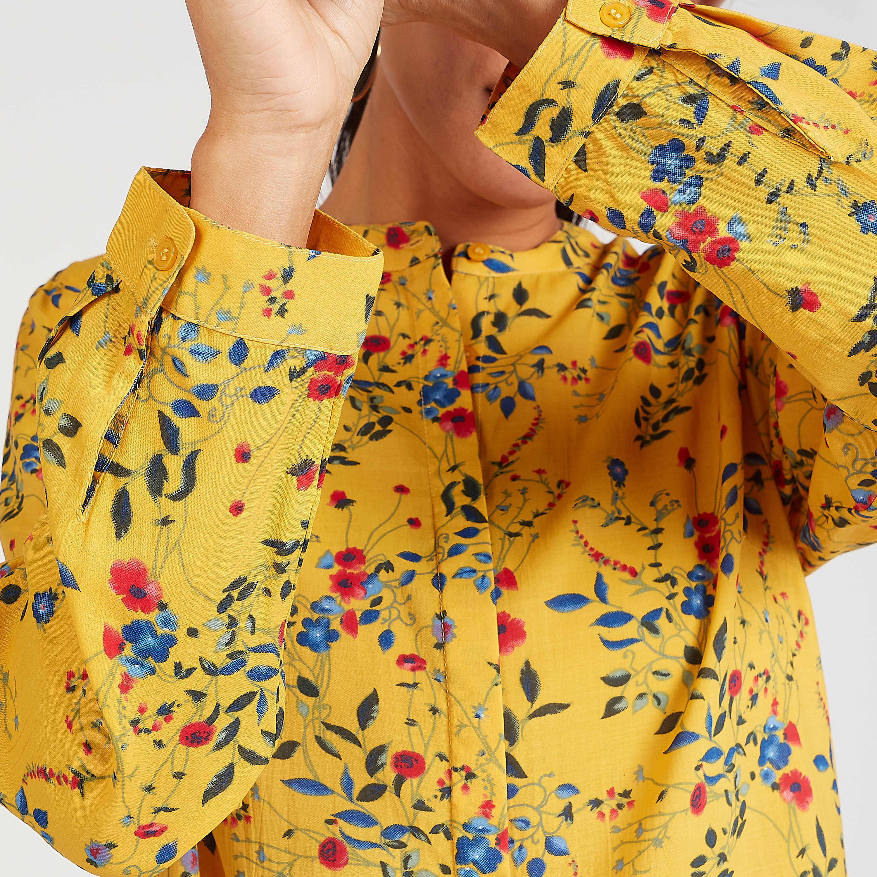 تونيك بياقة ماندارين وأكمام طويلة وطبعات أزهار-women-clothing-shirtsandblouses-blouses-image-3