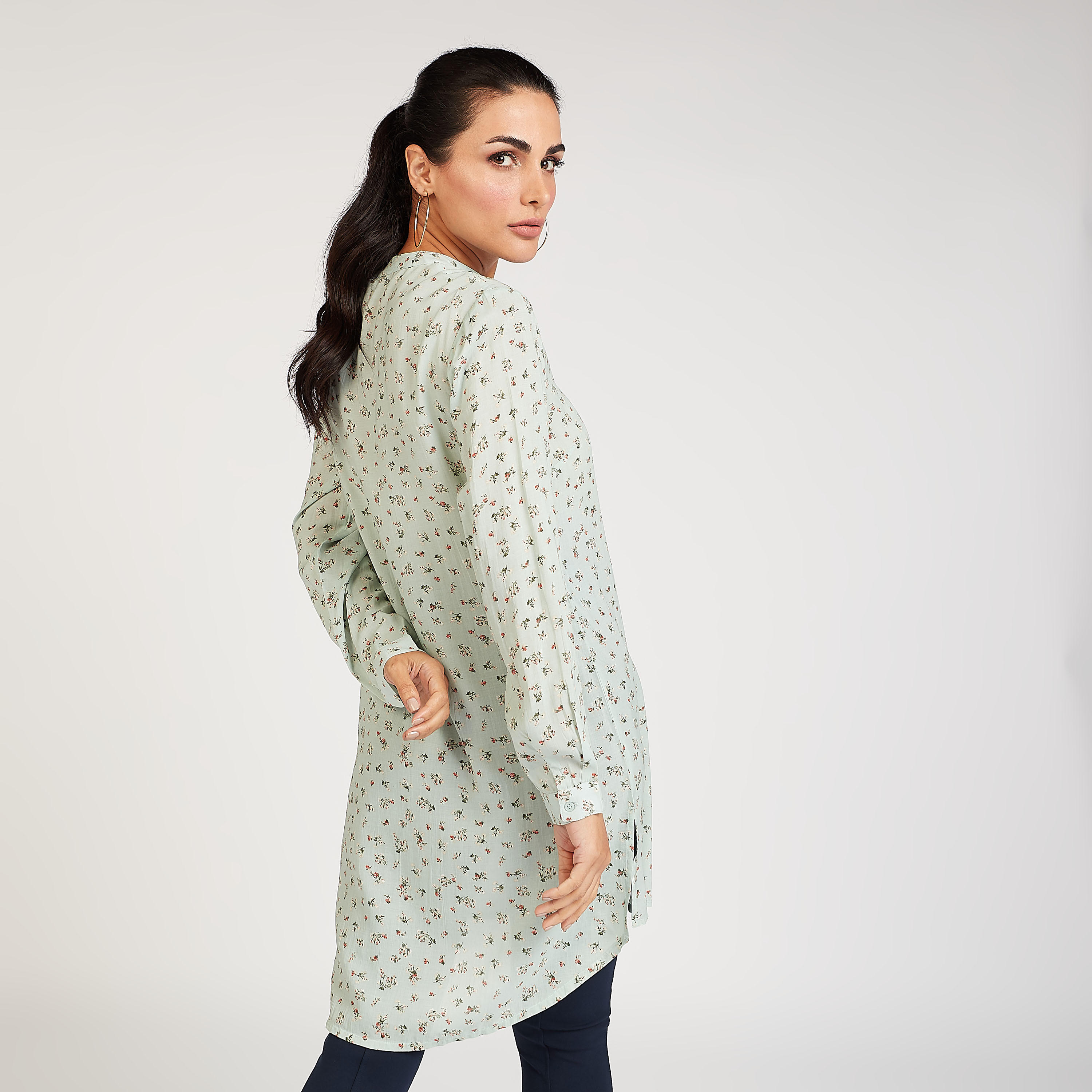 بلوزة بياقة ماندارين وأكمام طويلة وطبعات أزهار-women-clothing-shirtsandblouses-blouses-image-3