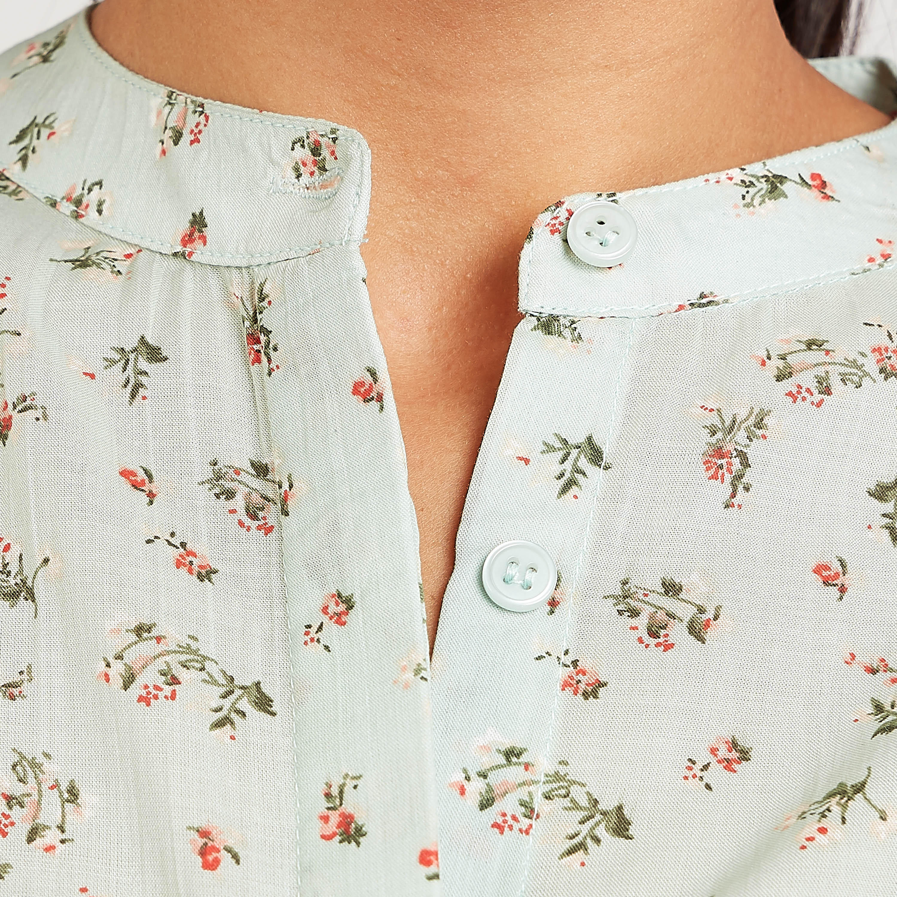 بلوزة بياقة ماندارين وأكمام طويلة وطبعات أزهار-women-clothing-shirtsandblouses-blouses-image-2