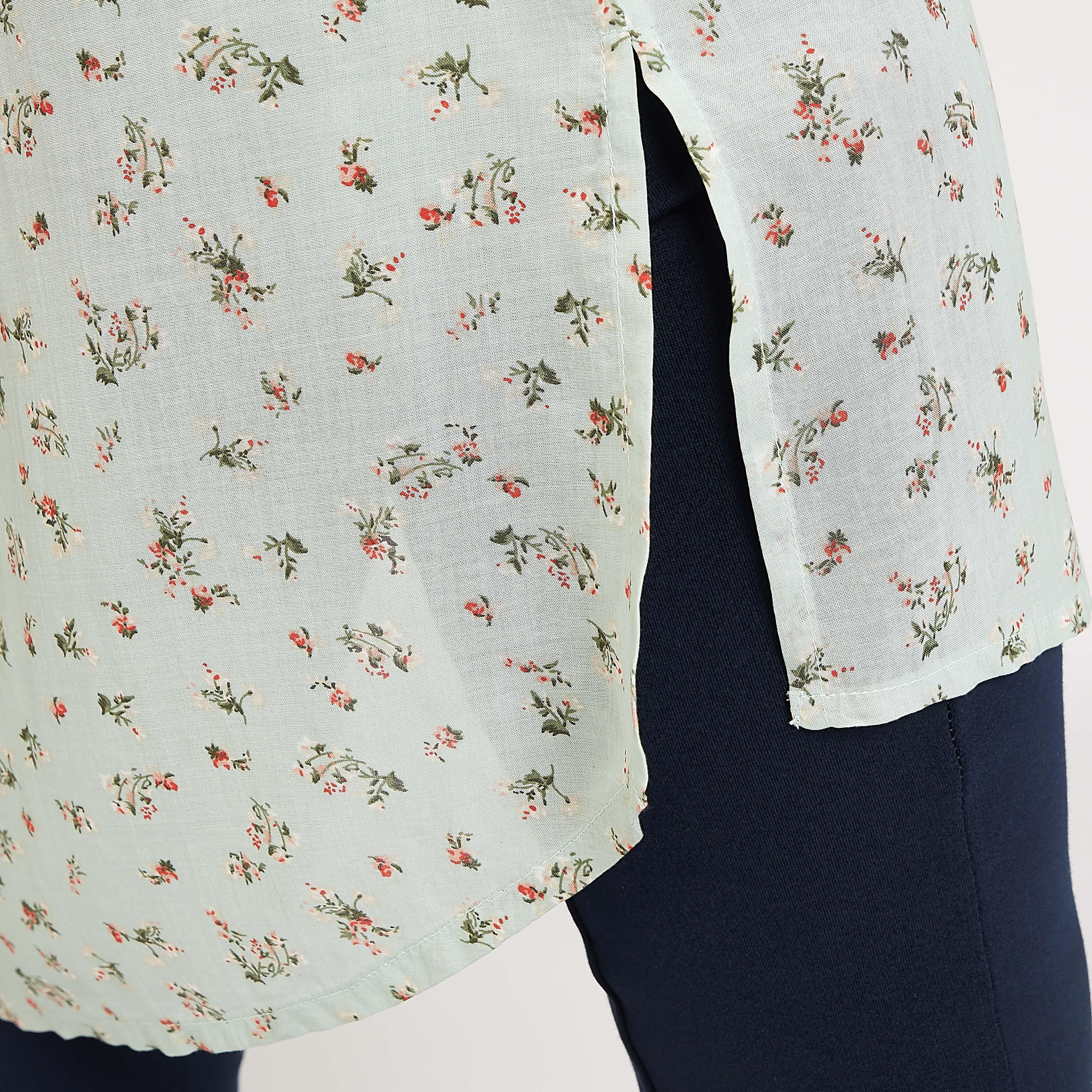 بلوزة بياقة ماندارين وأكمام طويلة وطبعات أزهار-women-clothing-shirtsandblouses-blouses-image-1