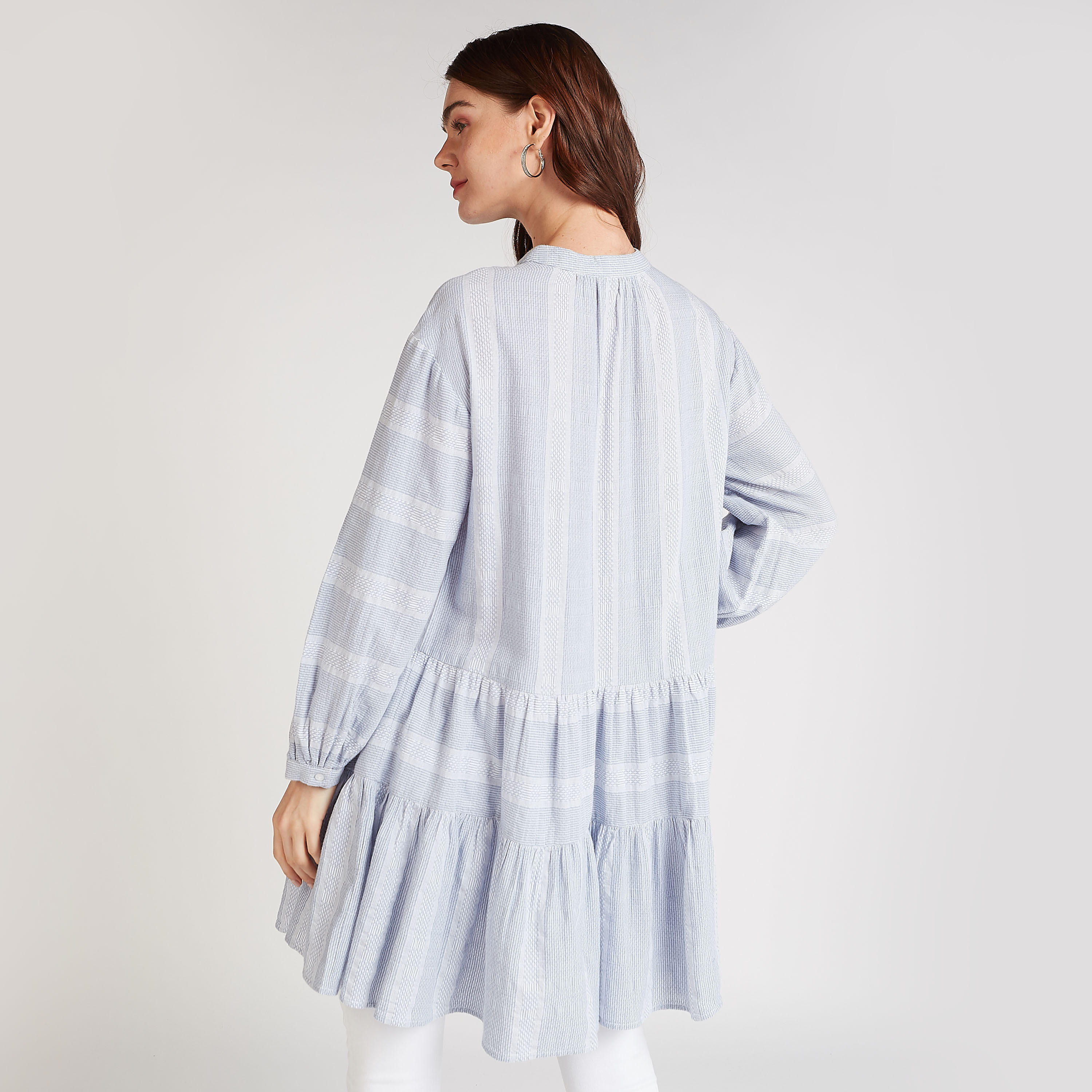Sustainable Textured Top with Bishop Sleeves and Tie Ups-women-clothing-shirtsandblouses-blouses-image-4