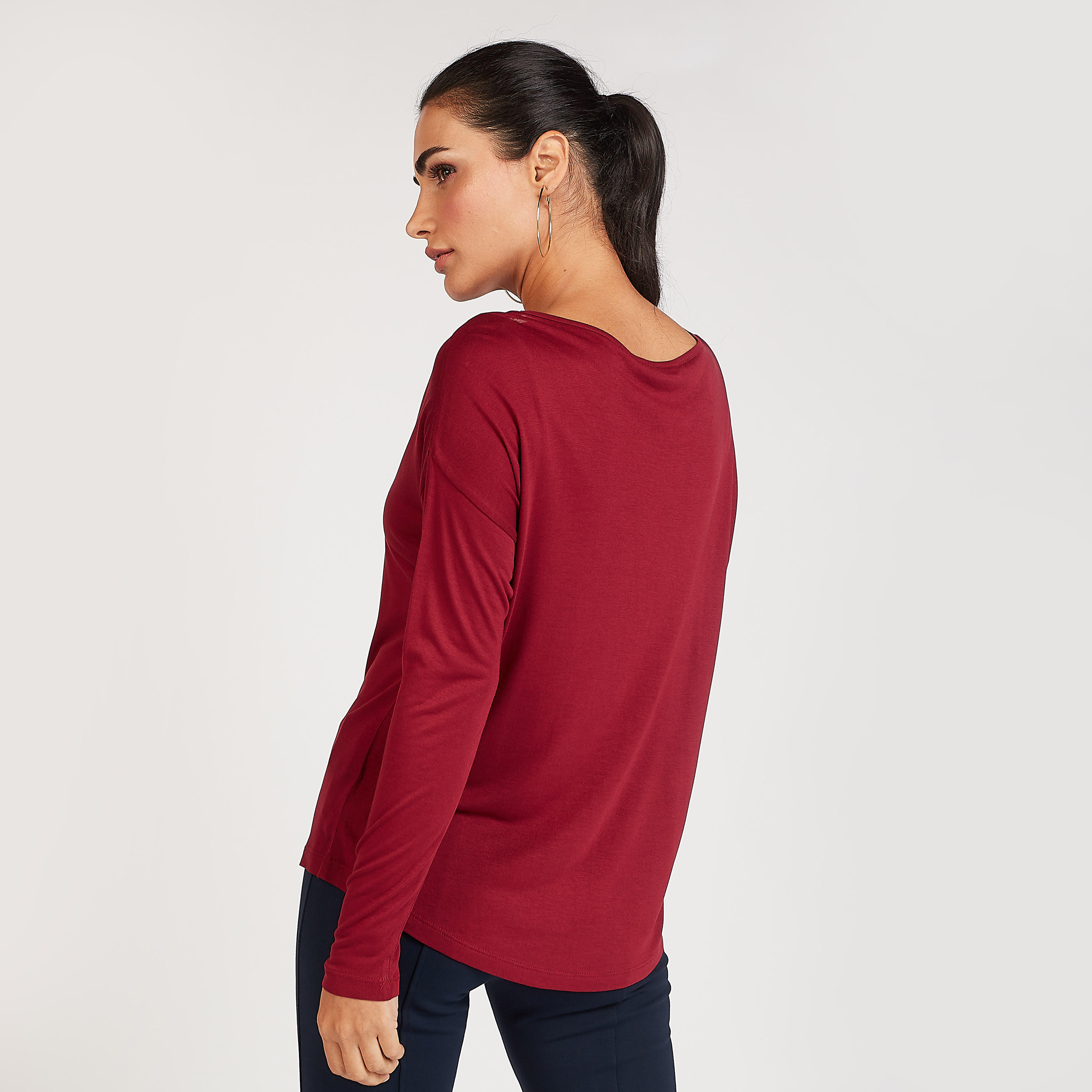 Embellished Detail Top with Round Neck and Long Sleeves-women-clothing-tshirts-image-4