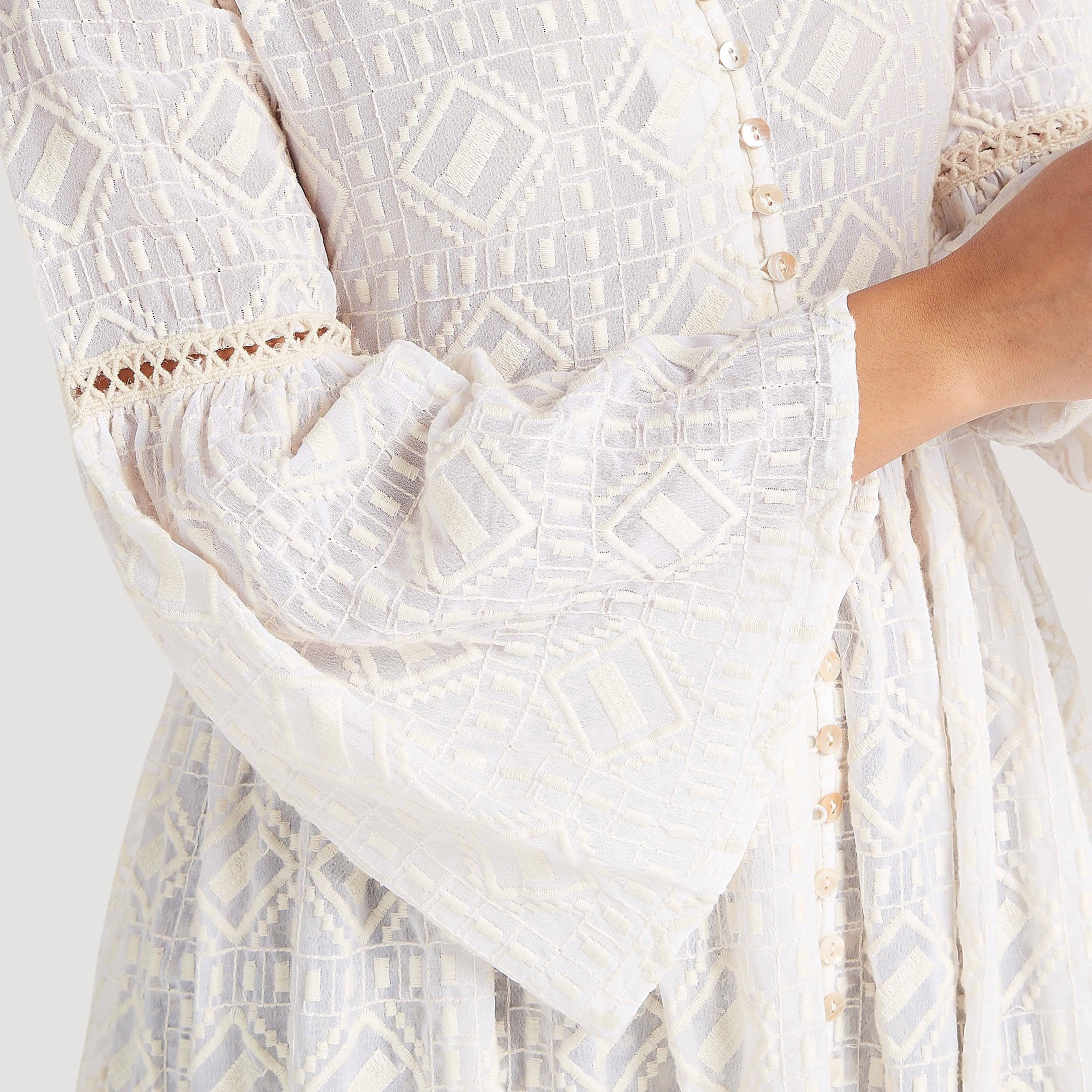 Embroidered Button Up Longline Jacket with Flared Hem Sleeves-women-winterwear-coatsandjackets-jackets-image-9