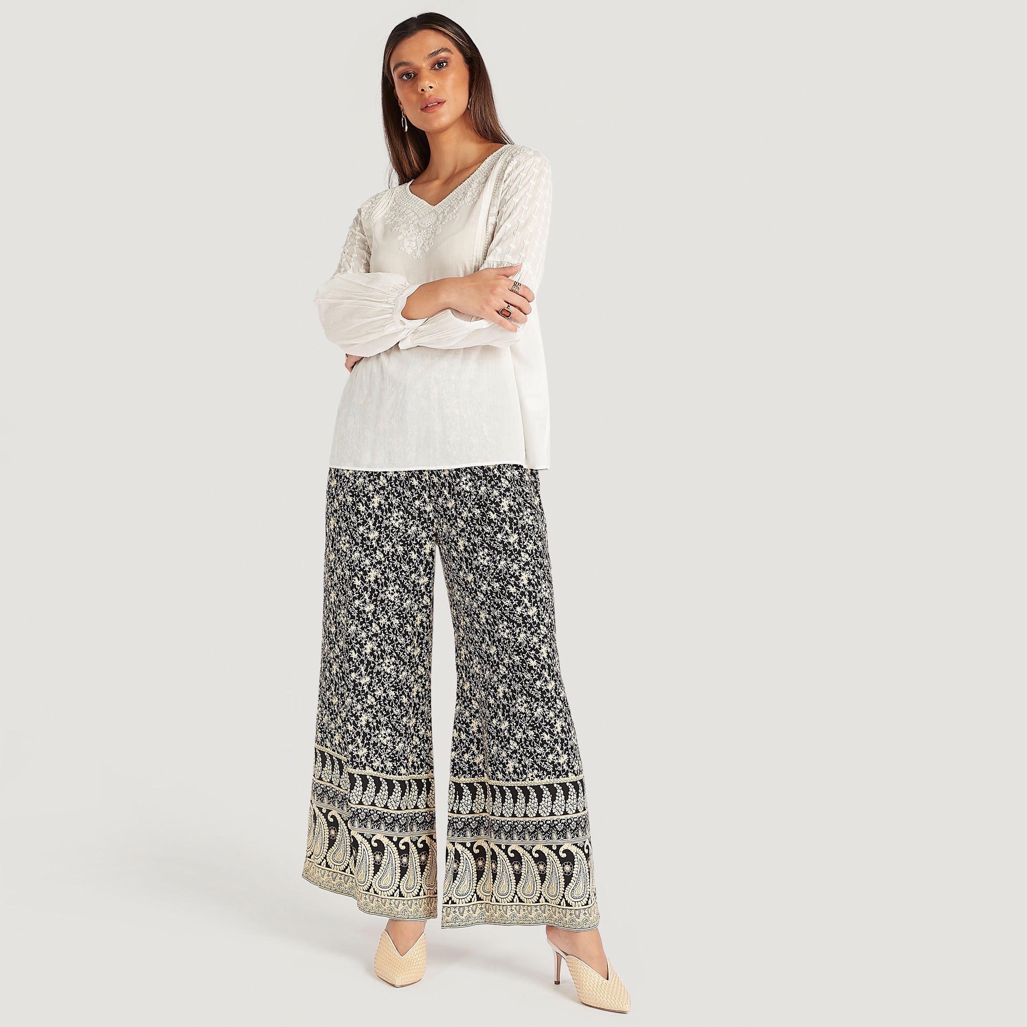 Embroidered V-neck Top with Long Sleeves-women-clothing-shirtsandblouses-blouses-image-2