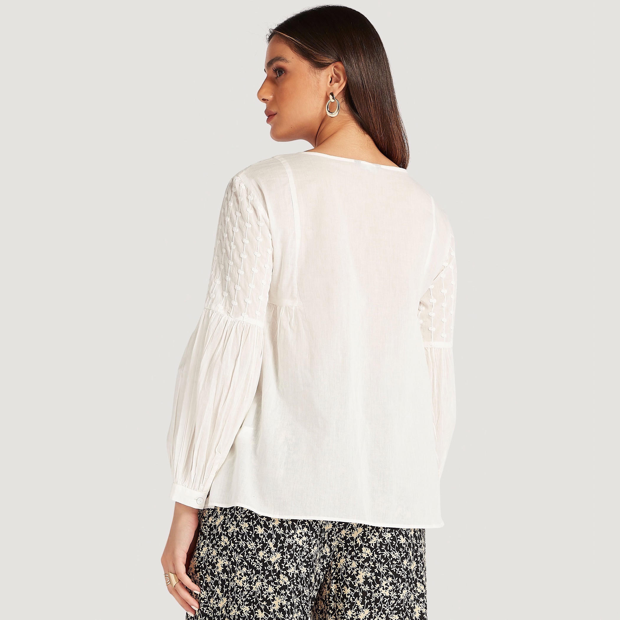 Embroidered V-neck Top with Long Sleeves-women-clothing-shirtsandblouses-blouses-image-4