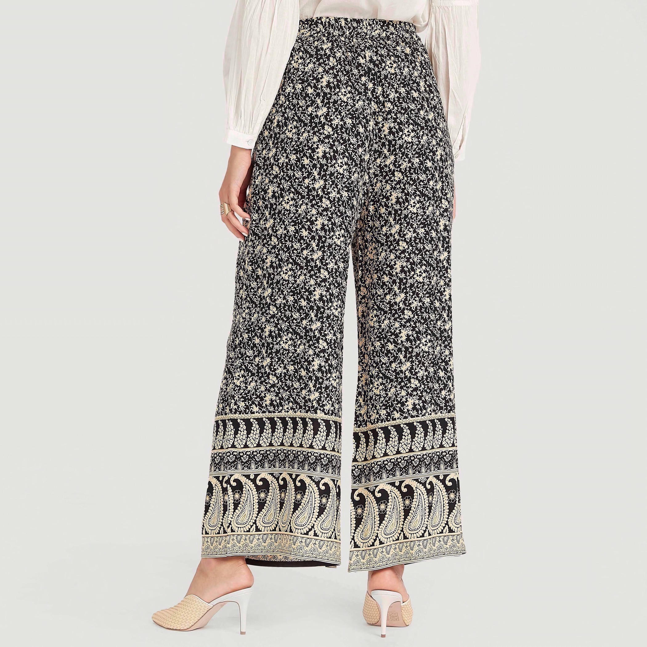 بنطلون بالازو بخصر مطّاطي متوسّط الارتفاع وطبعات أزهار-women-clothing-bottoms-trousers-image-4
