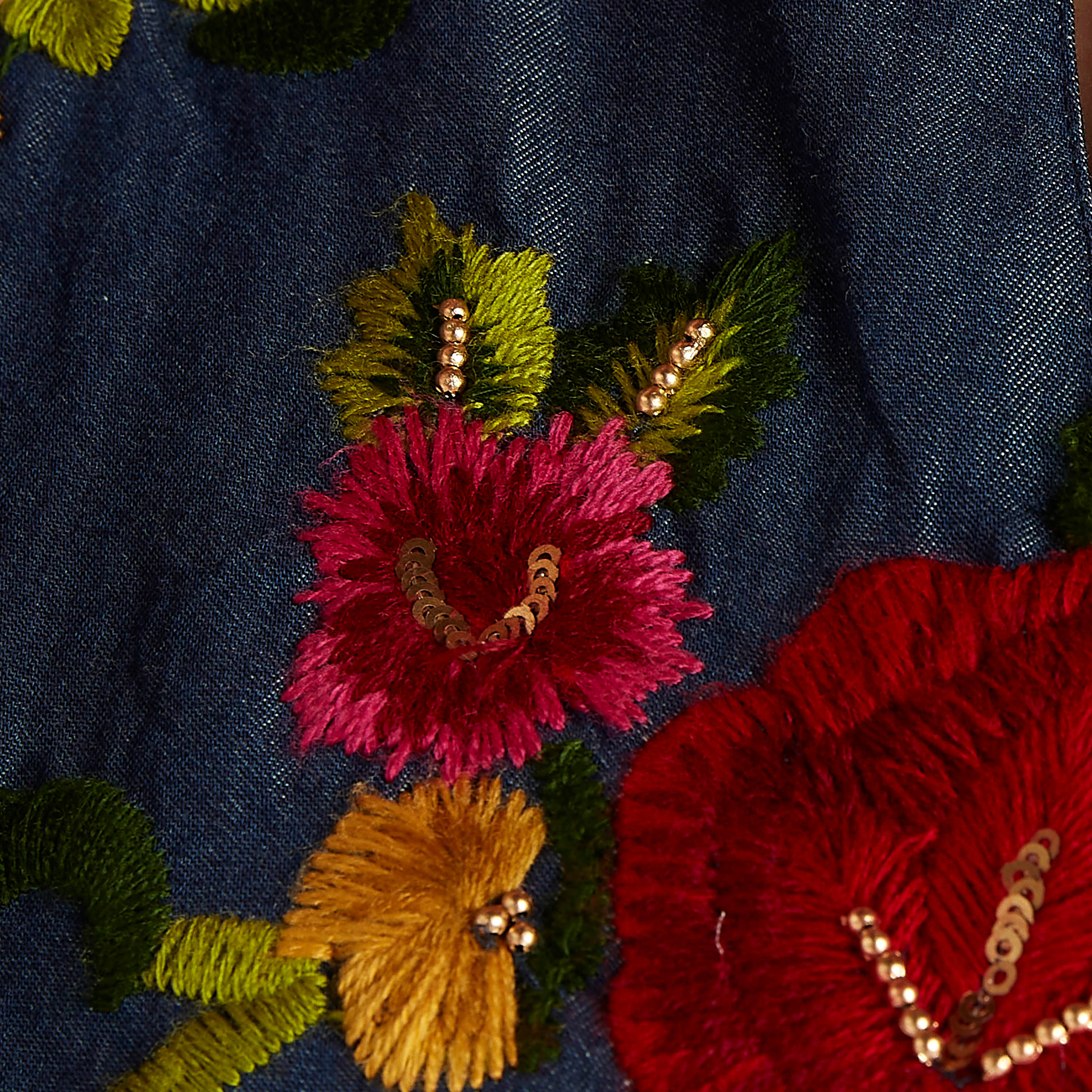 Floral Embroidered Top with 3/4 Puff Sleeves and V-neck-women-clothing-shirtsandblouses-blouses-image-6