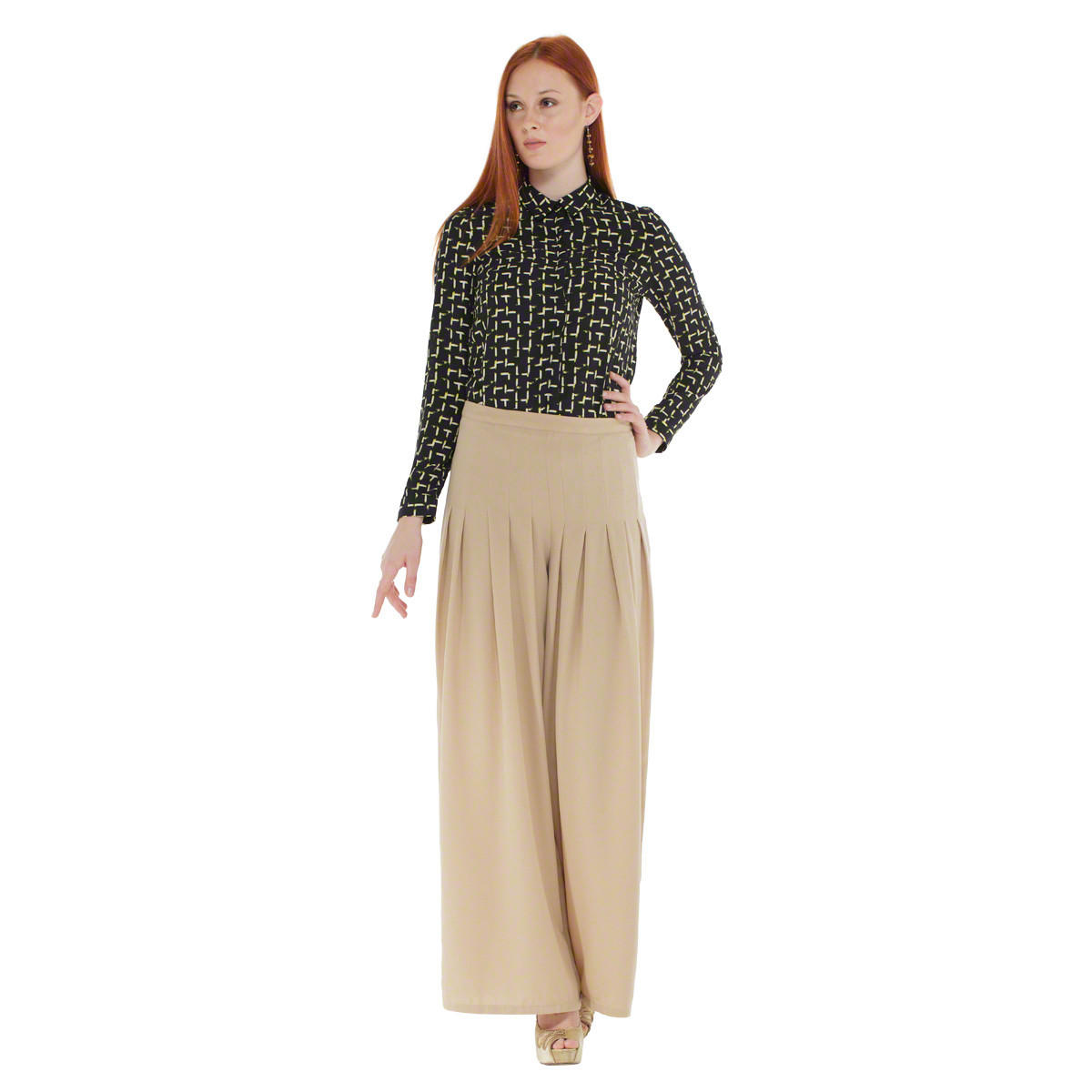 Printed Long-sleeved High-low Shirt-women-clothing-shirtsandblouses-blouses-image-1
