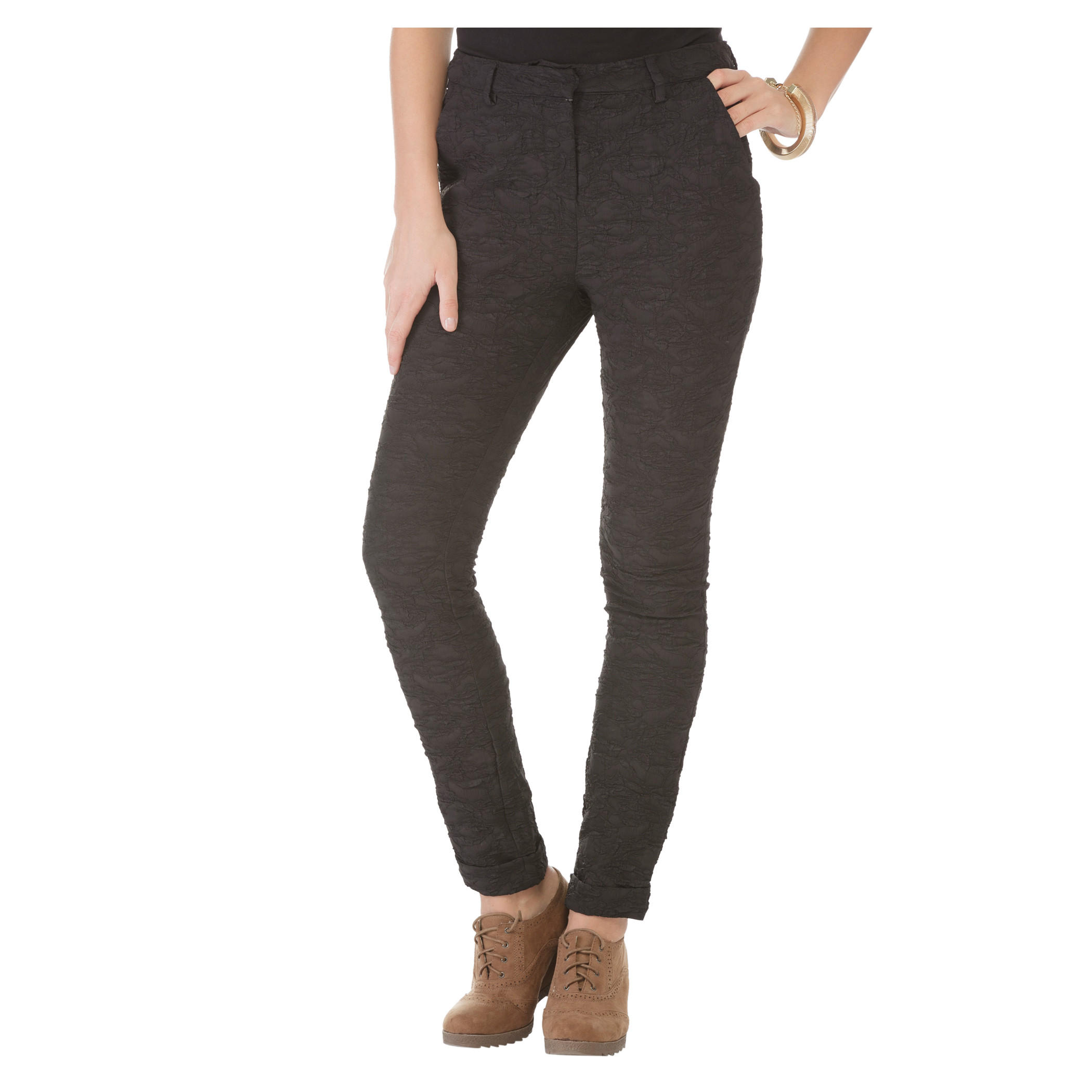 Embossed Slim Leg Trousers-women-clothing-bottoms-trousers-image-5