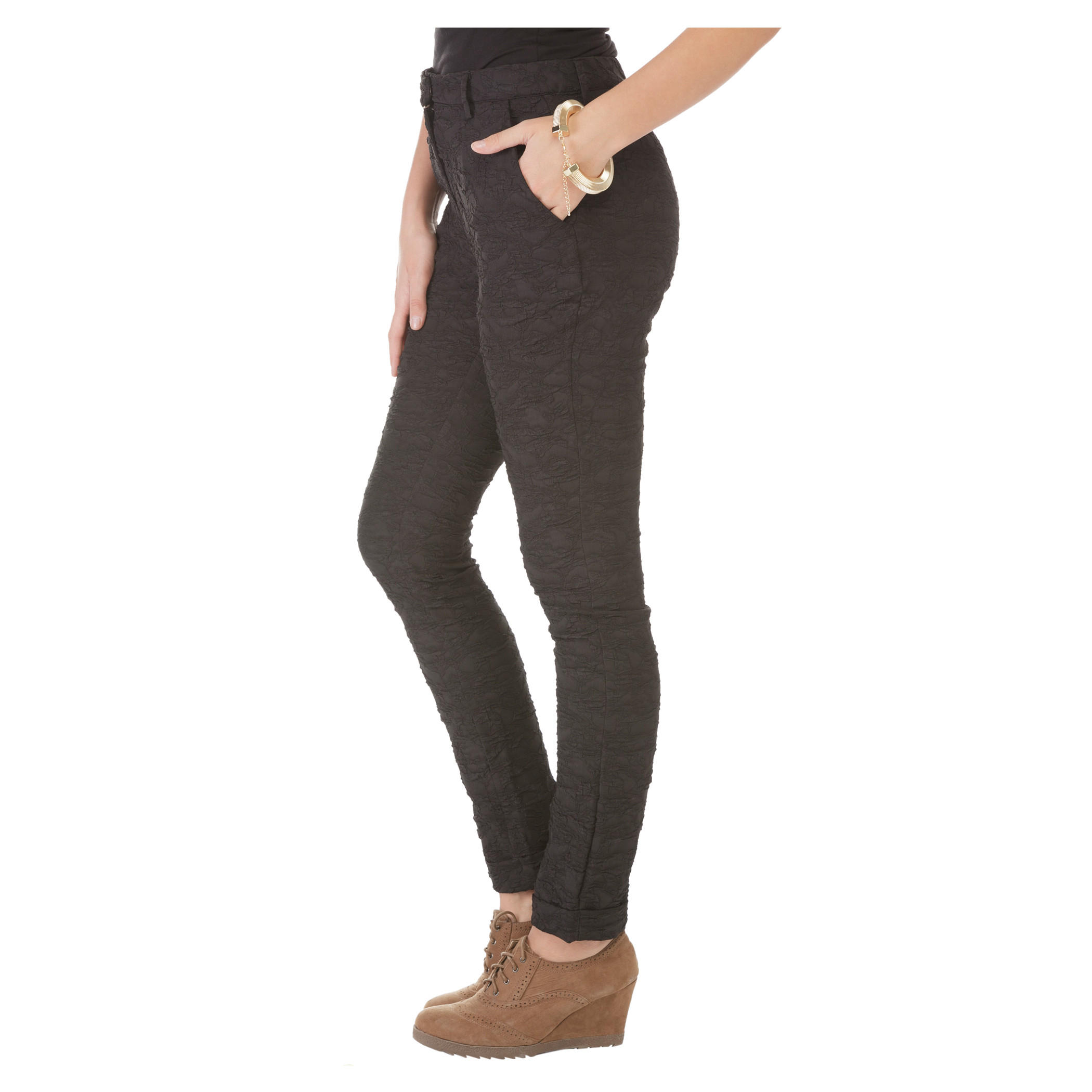 Embossed Slim Leg Trousers-women-clothing-bottoms-trousers-image-3
