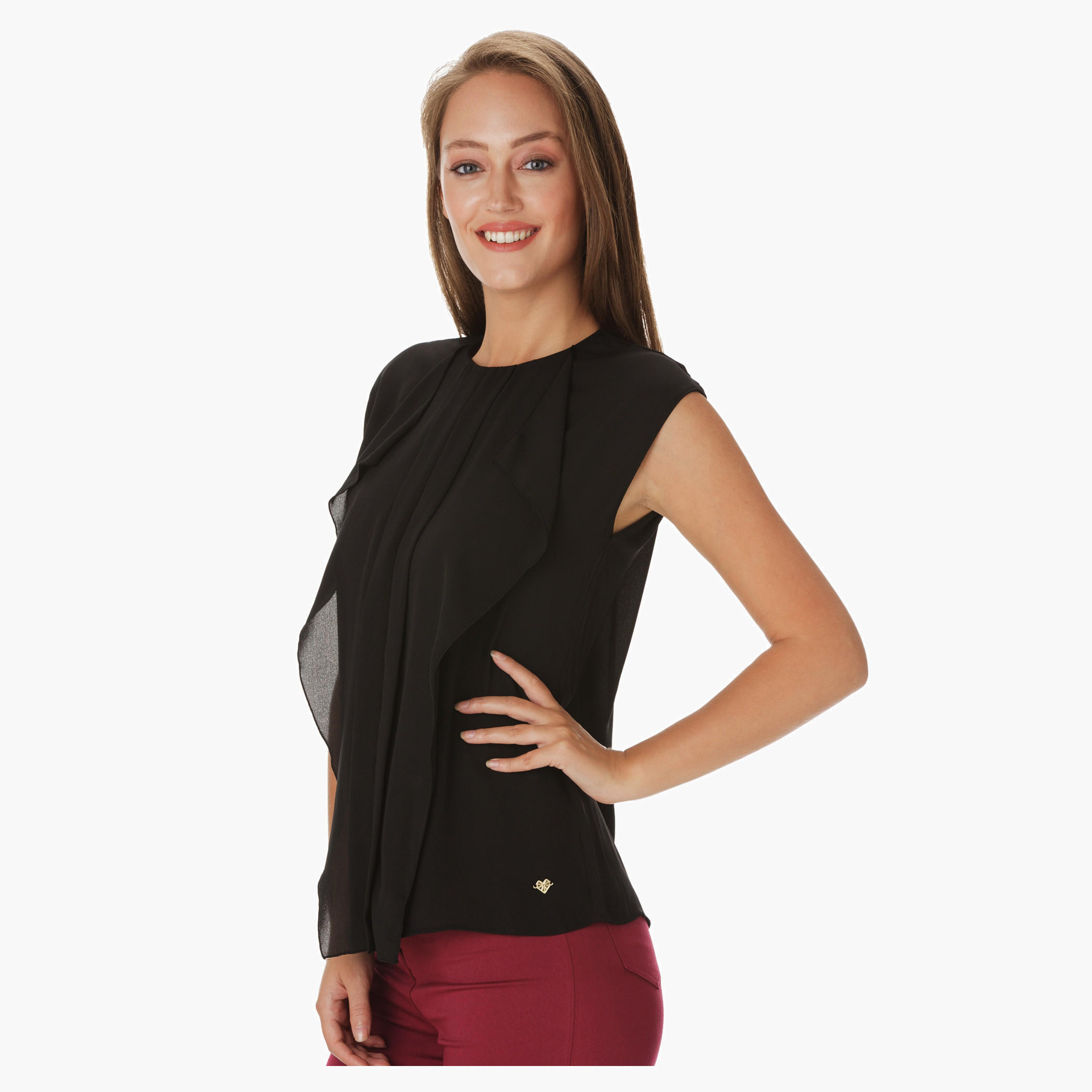 Boxy Sleeveless Blouse with Cascade Front-women-clothing-shirtsandblouses-blouses-image-3