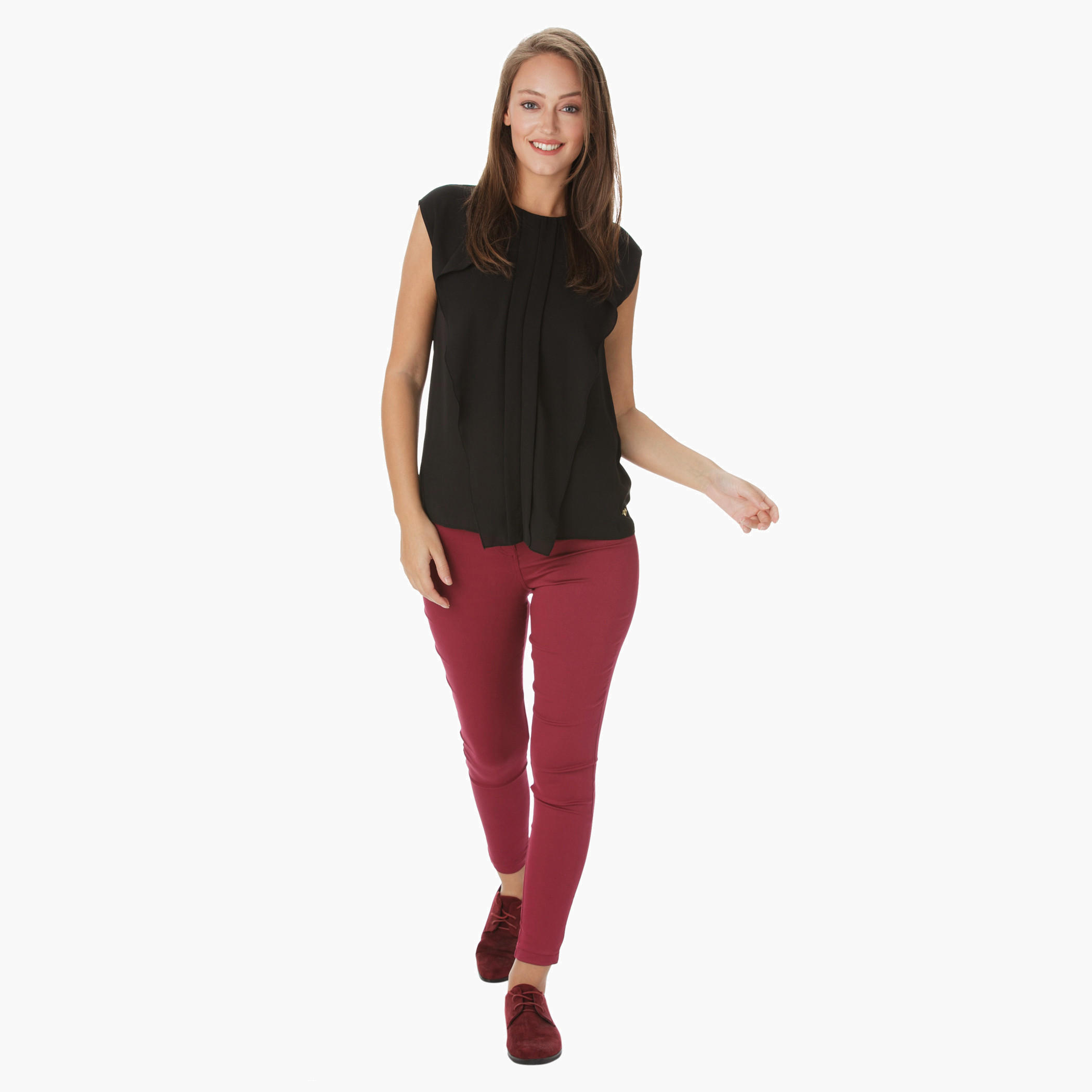 Boxy Sleeveless Blouse with Cascade Front-women-clothing-shirtsandblouses-blouses-image-1