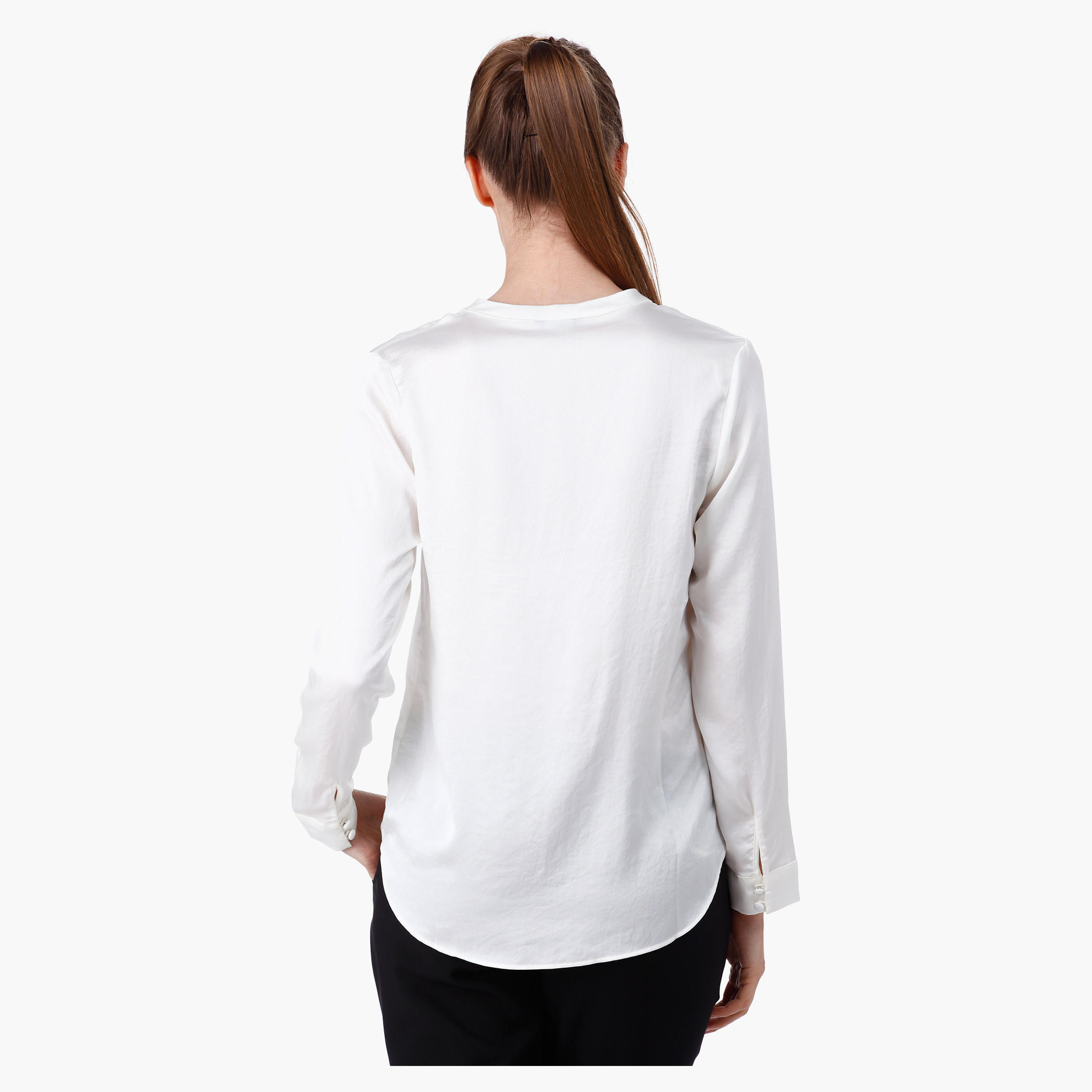 Formal Shirt with Mandarin Collar and Long Sleeves-women-clothing-shirtsandblouses-blouses-image-2