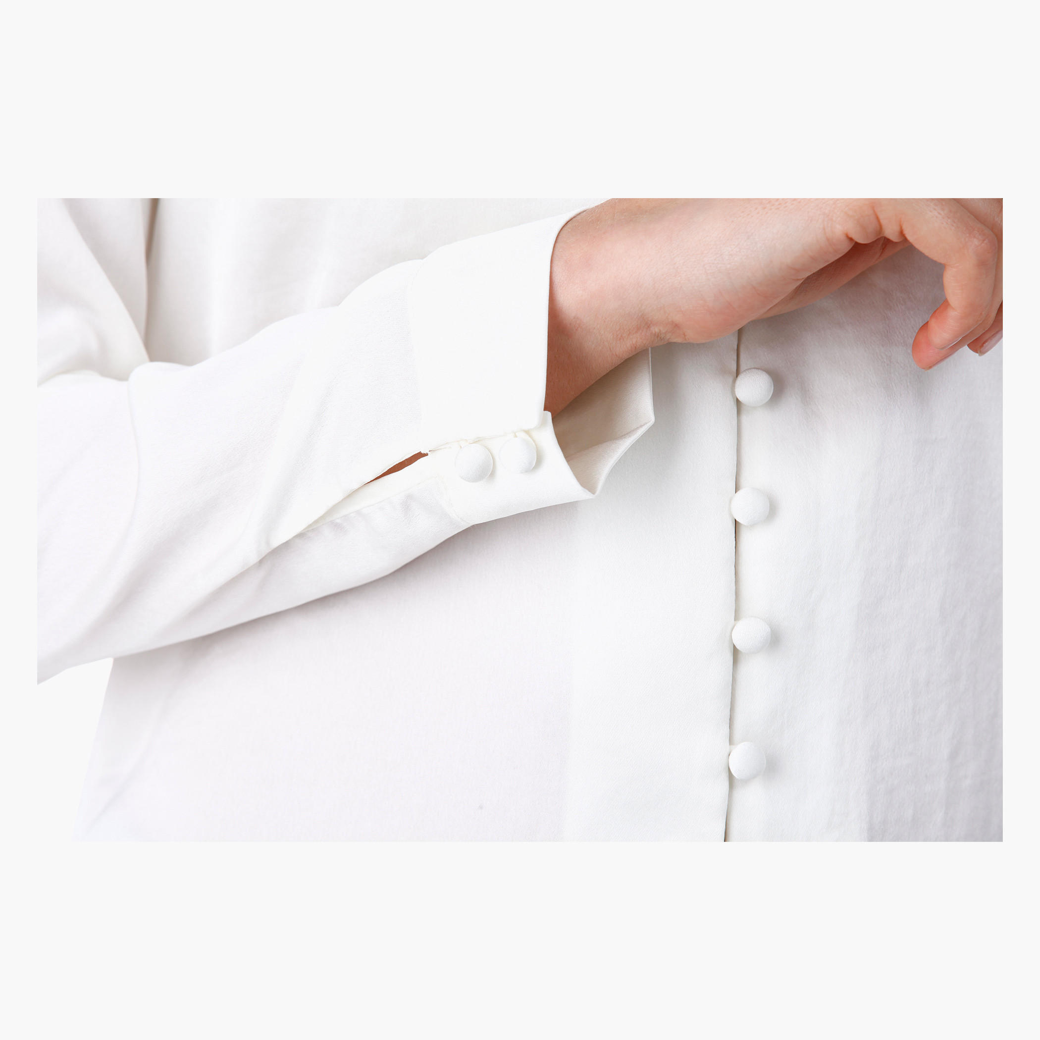 Formal Shirt with Mandarin Collar and Long Sleeves-women-clothing-shirtsandblouses-blouses-image-4